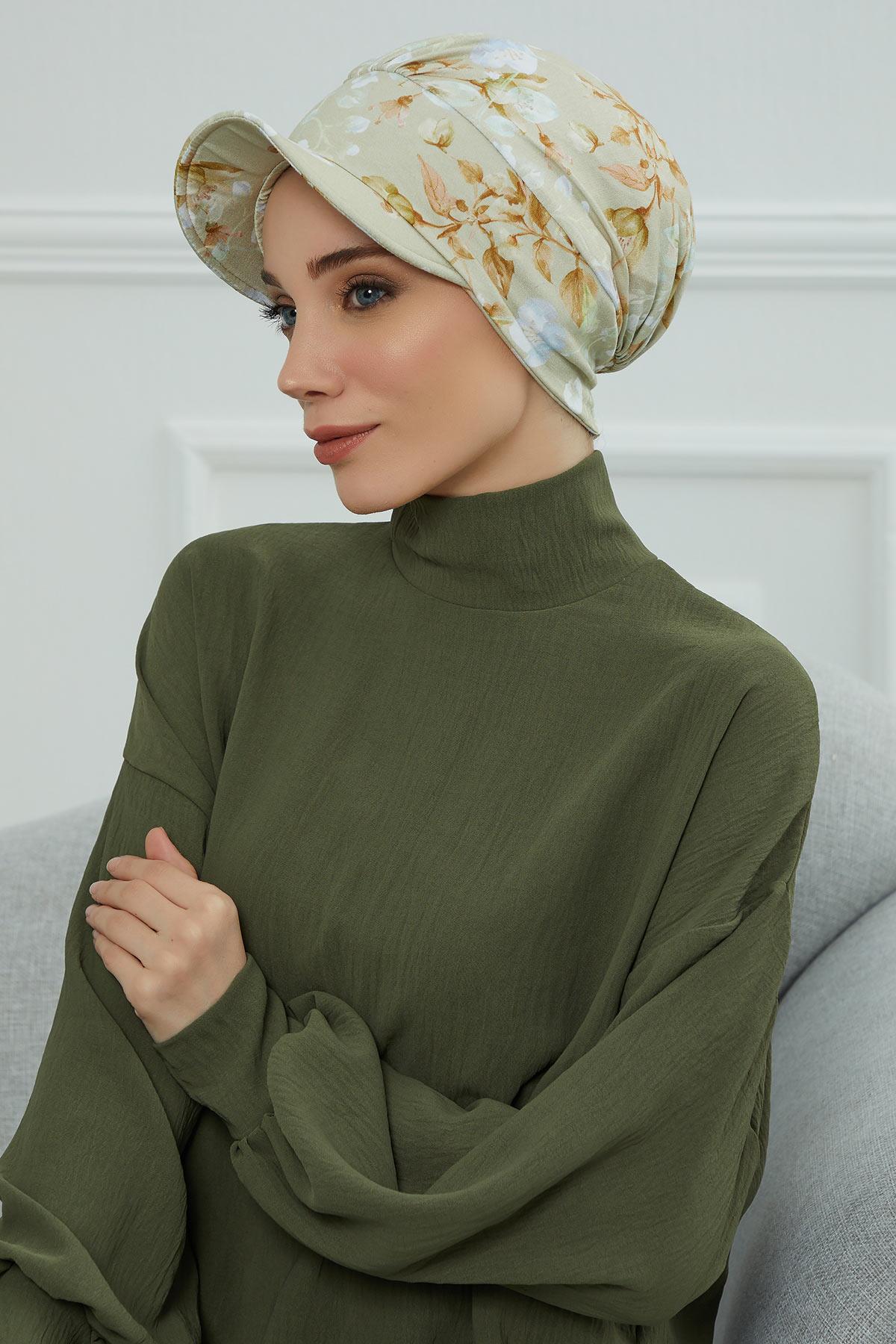 Şapkalı Desenli Penye Bone,B-30YD