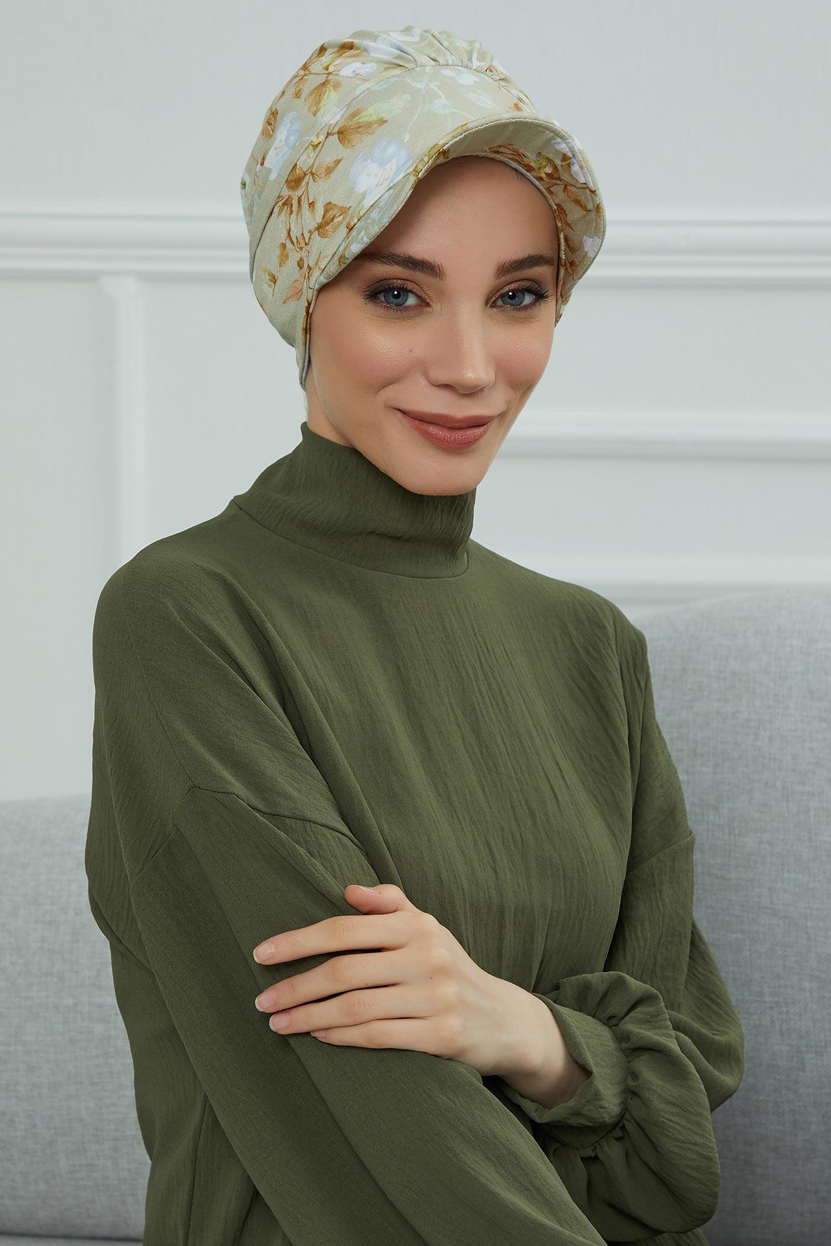 Şapkalı Desenli Penye Bone,B-30YD