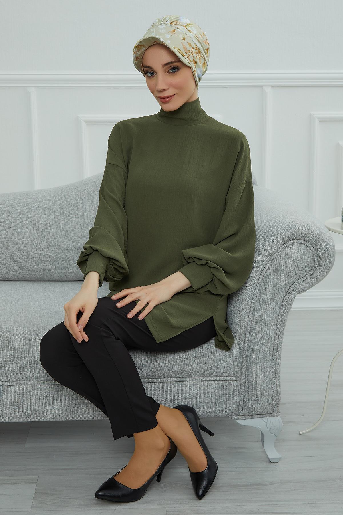 Şapkalı Desenli Penye Bone,B-30YD