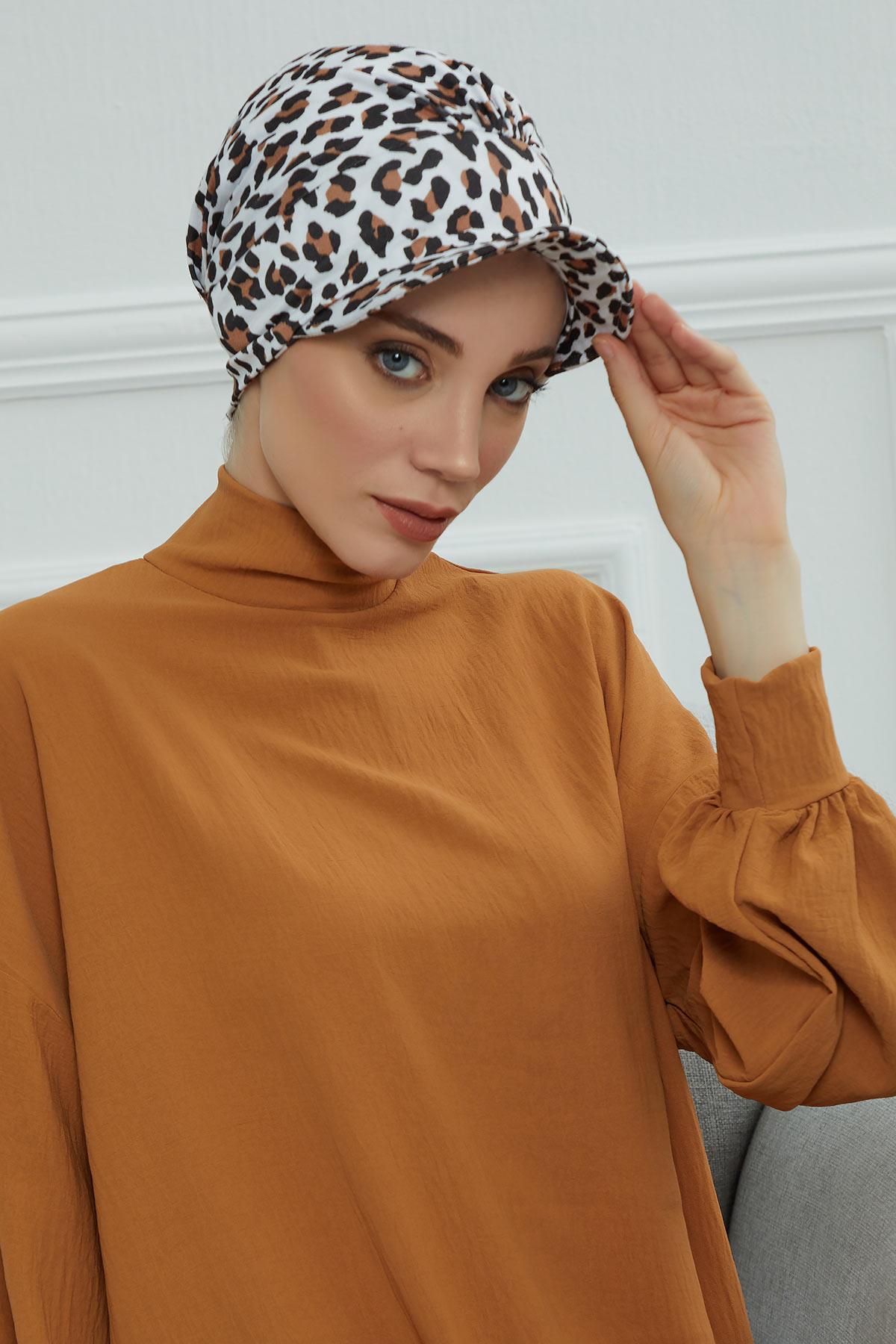 Şapkalı Desenli Penye Bone,B-30YD