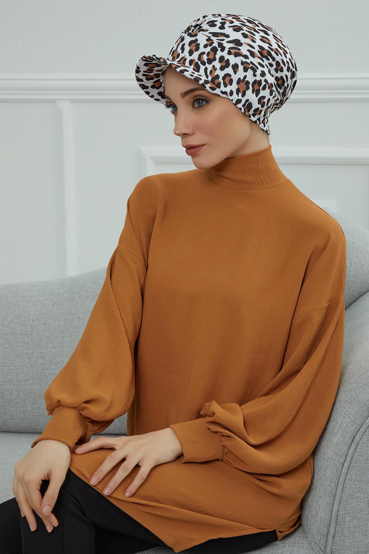 Şapkalı Desenli Penye Bone,B-30YD