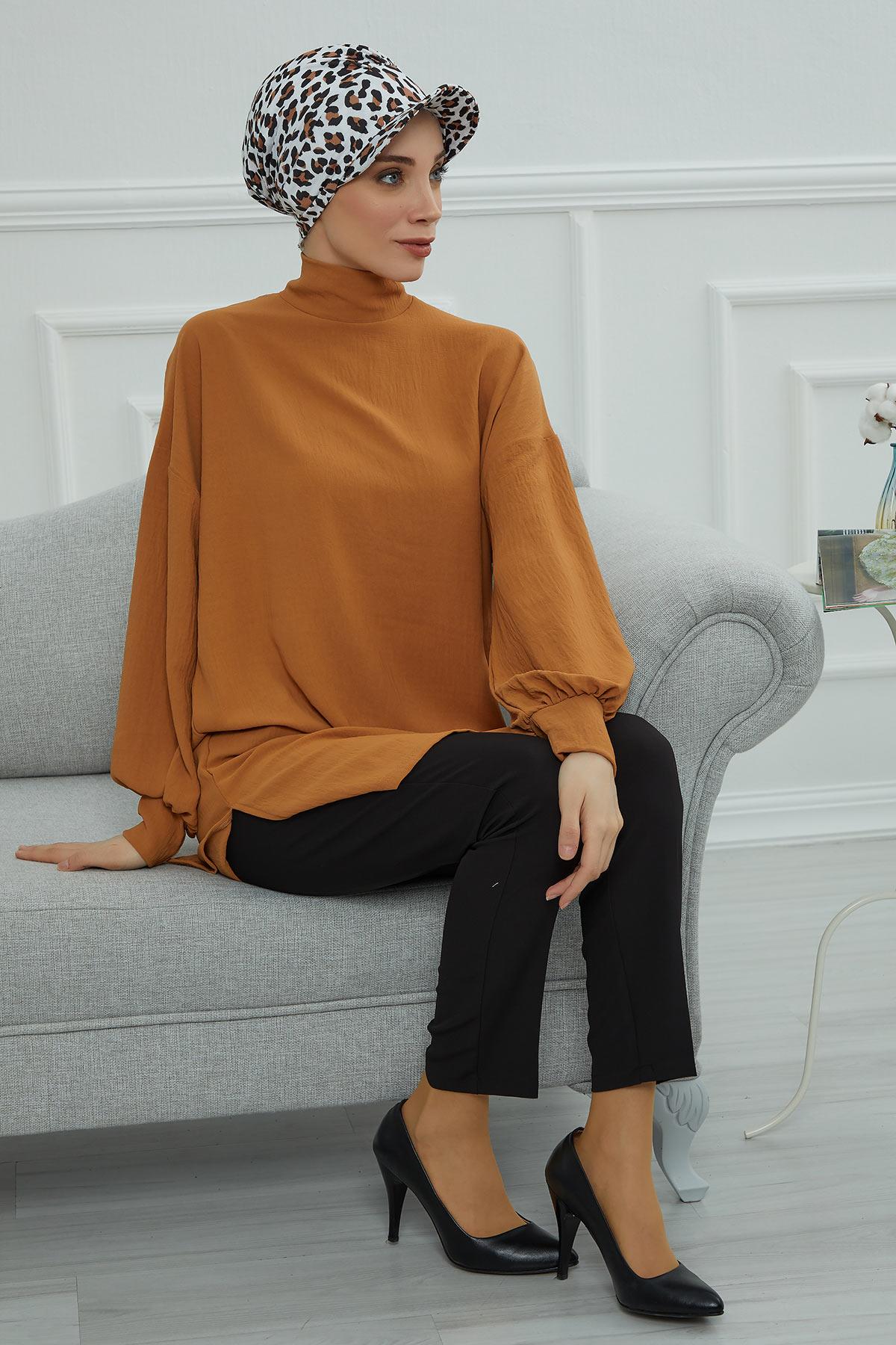 Şapkalı Desenli Penye Bone,B-30YD