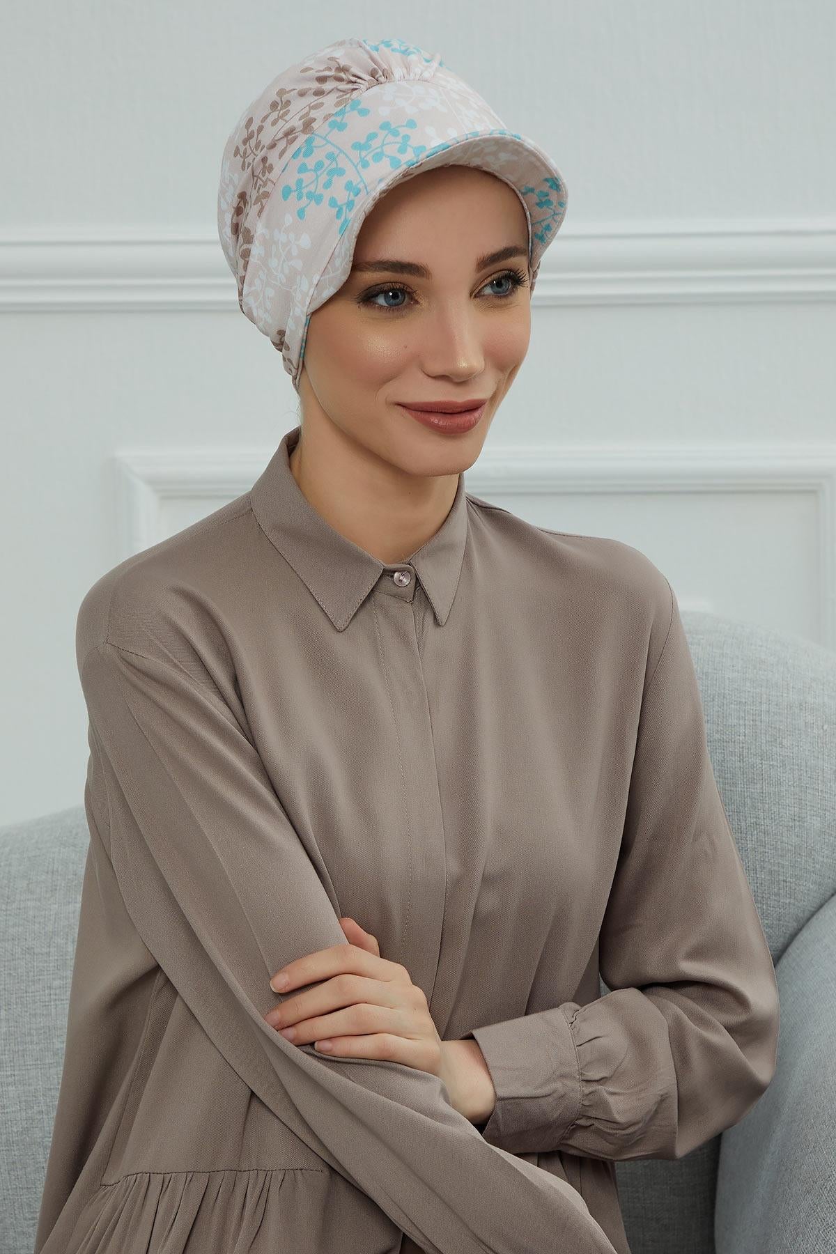 Şapkalı Desenli Penye Bone,B-30YD