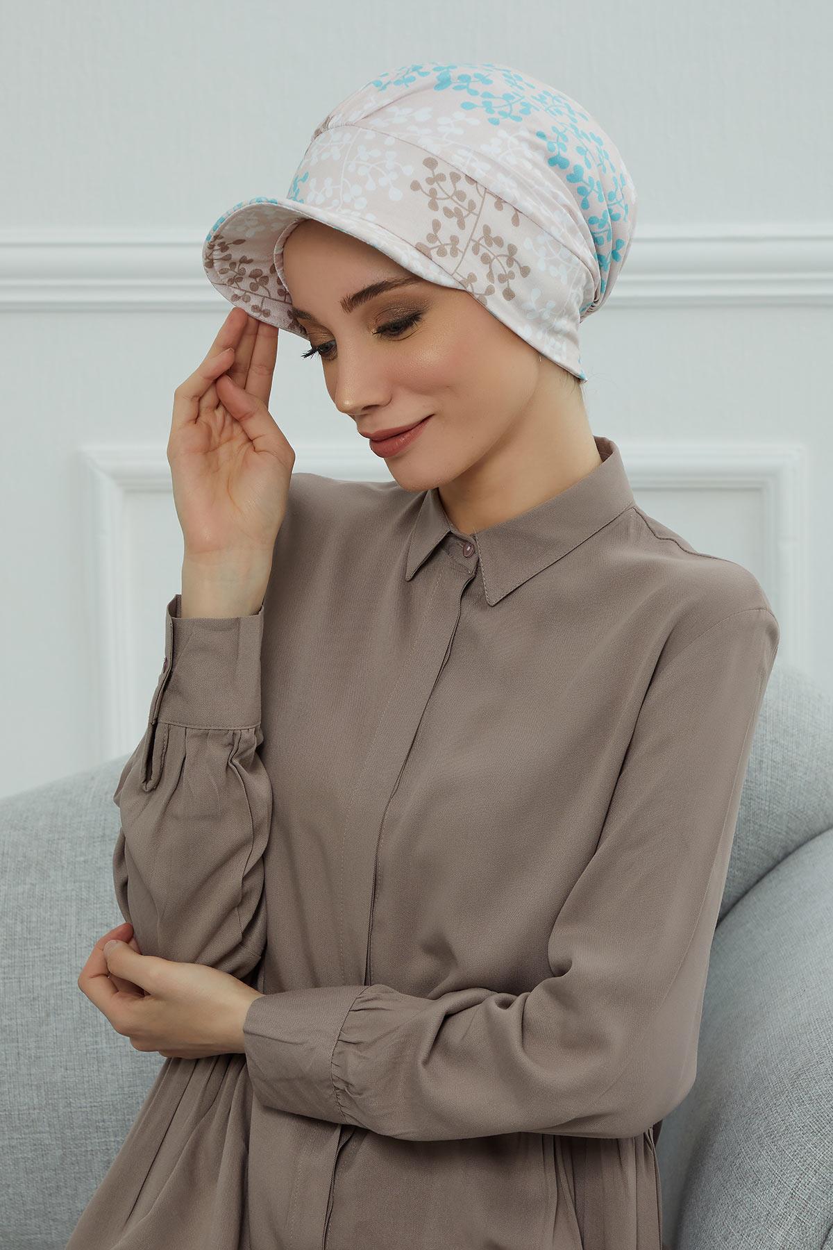 Şapkalı Desenli Penye Bone,B-30YD