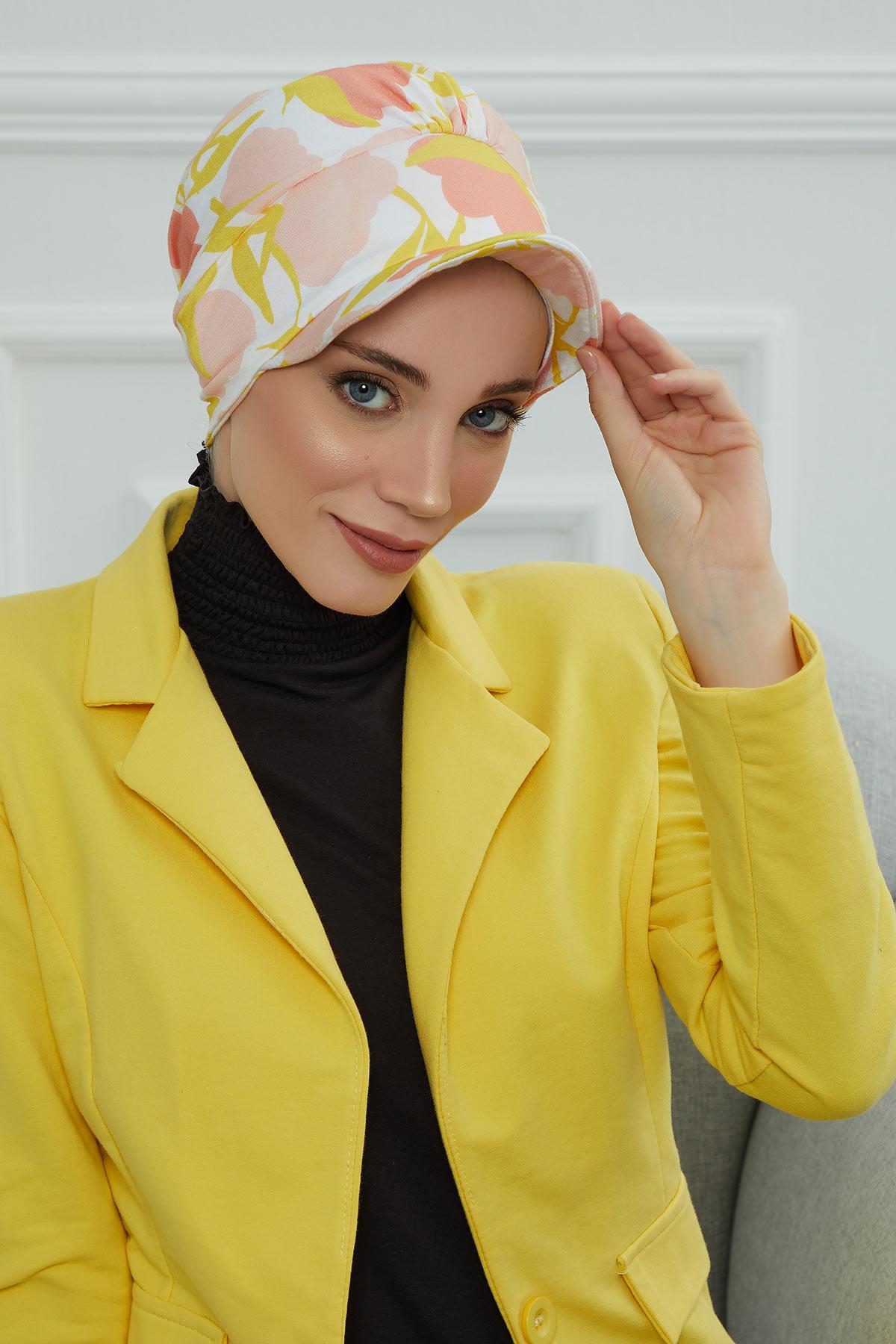 Şapkalı Desenli Penye Bone,B-30YD