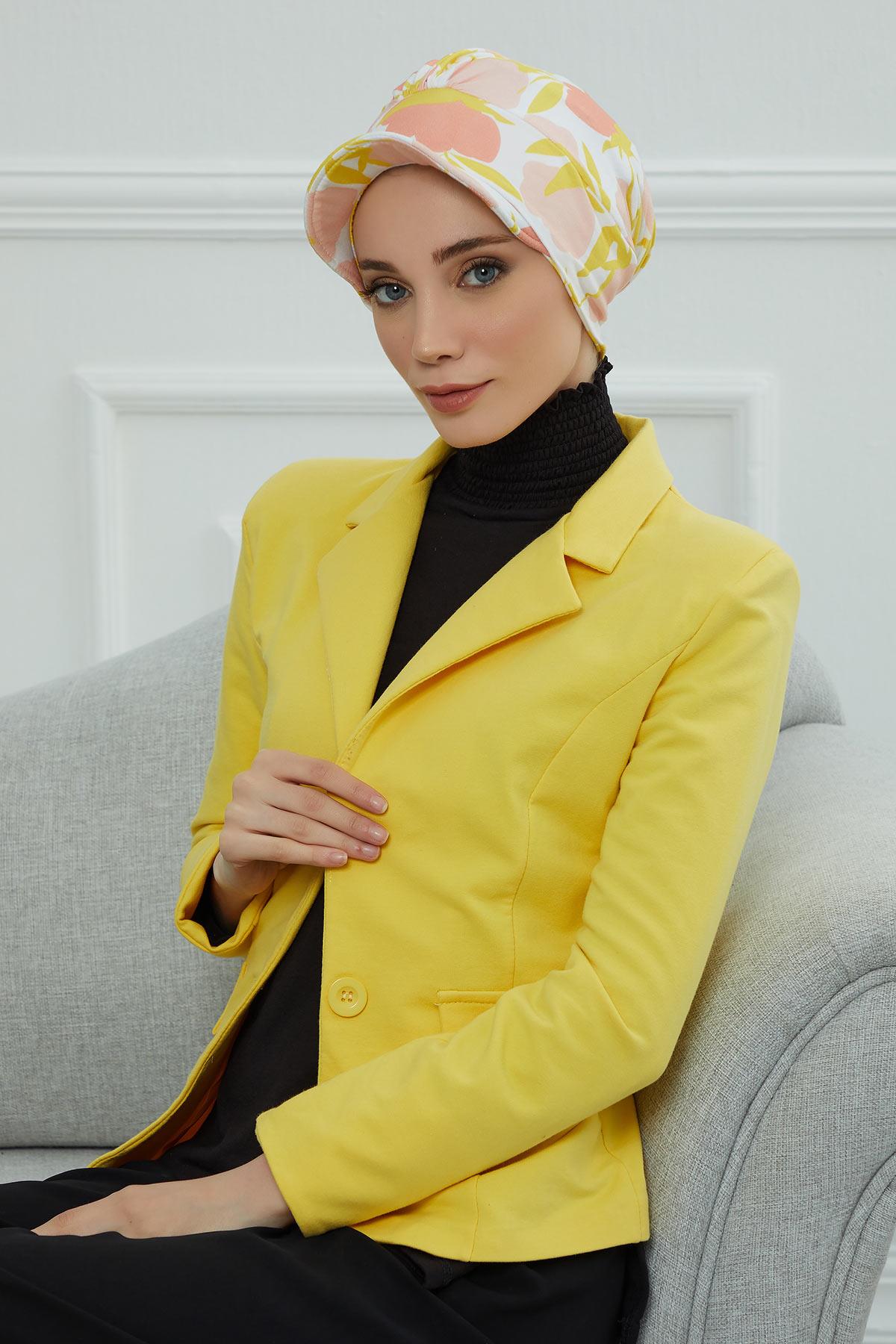 Şapkalı Desenli Penye Bone,B-30YD