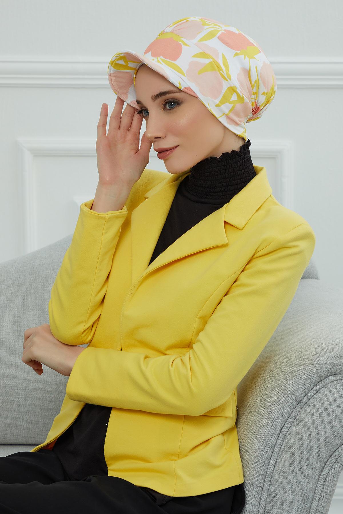 Şapkalı Desenli Penye Bone,B-30YD