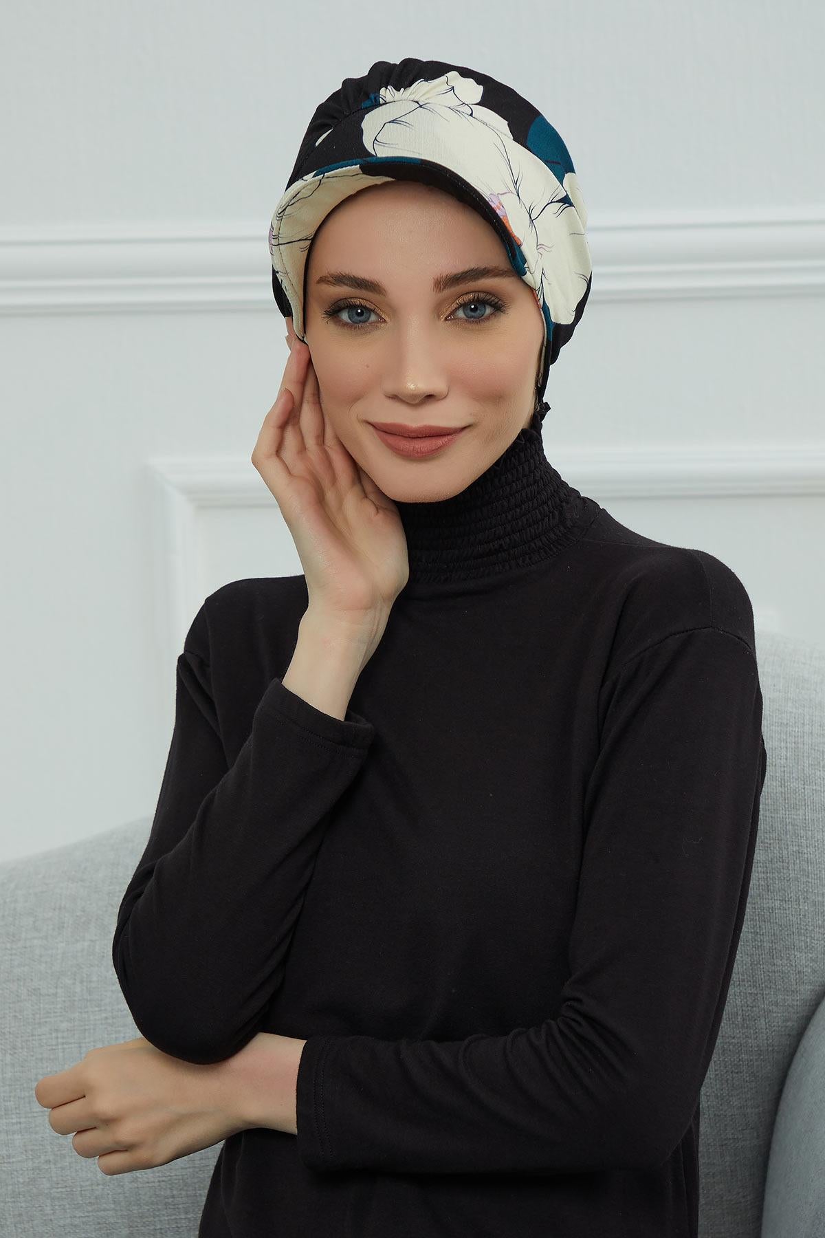 Şapkalı Desenli Penye Bone,B-30YD