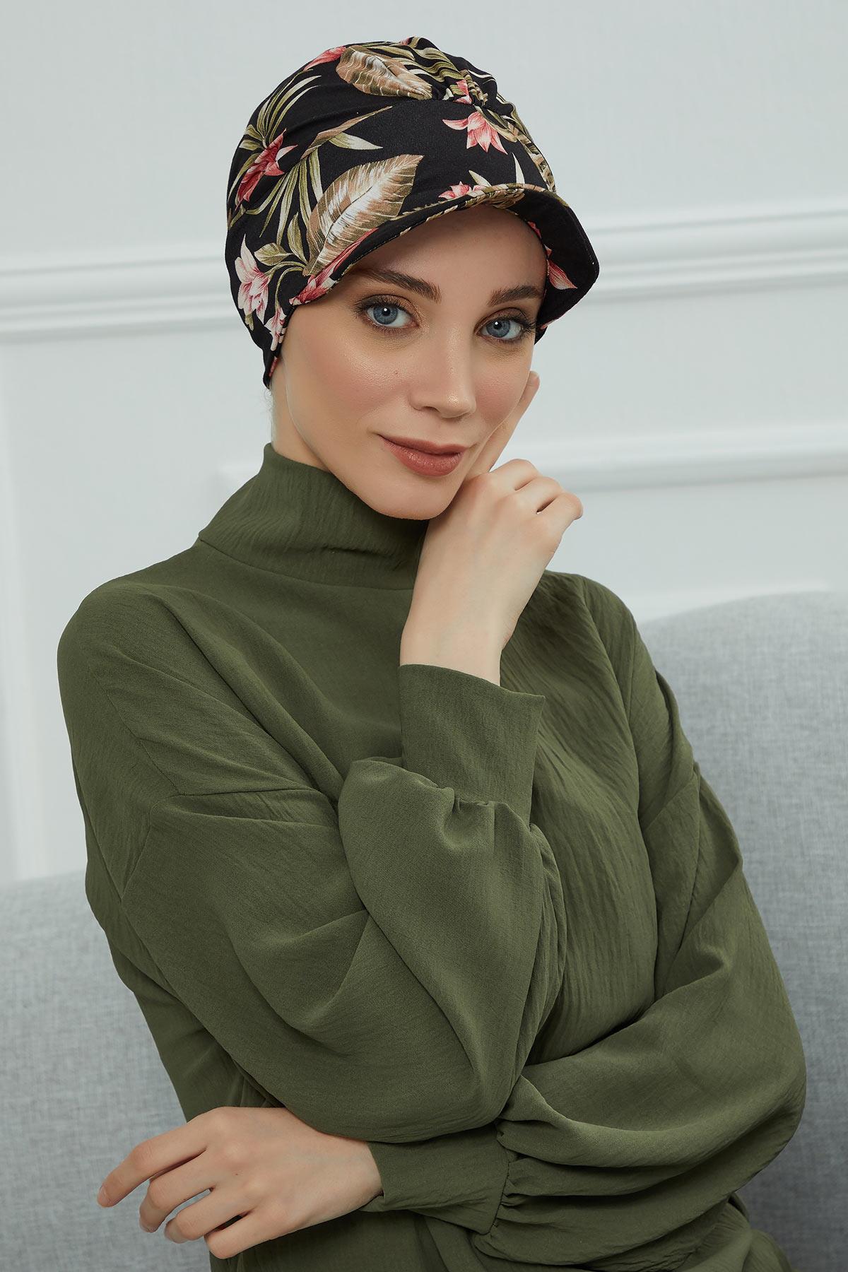 Şapkalı Desenli Penye Bone,B-30YD