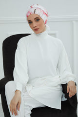 Şifon Kuşaklı Desenli Penye Bone,B-24YD