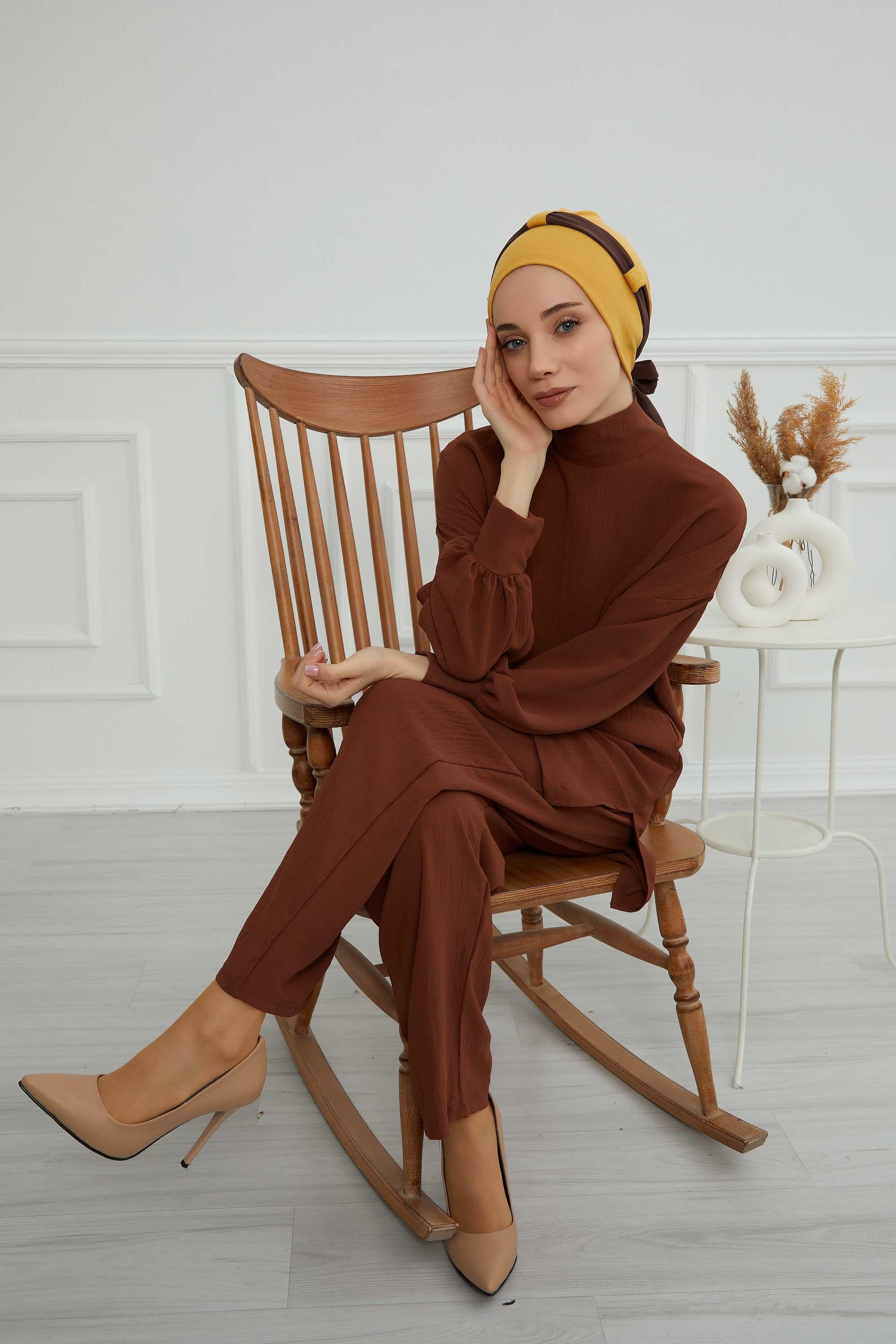 Şifon Kuşaklı Penye Bone,B-24