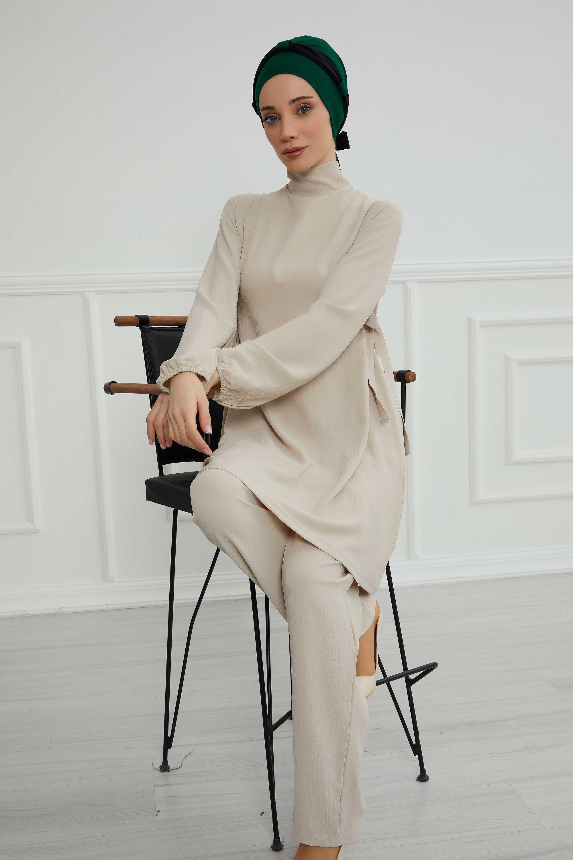 Şifon Kuşaklı Penye Bone,B-24