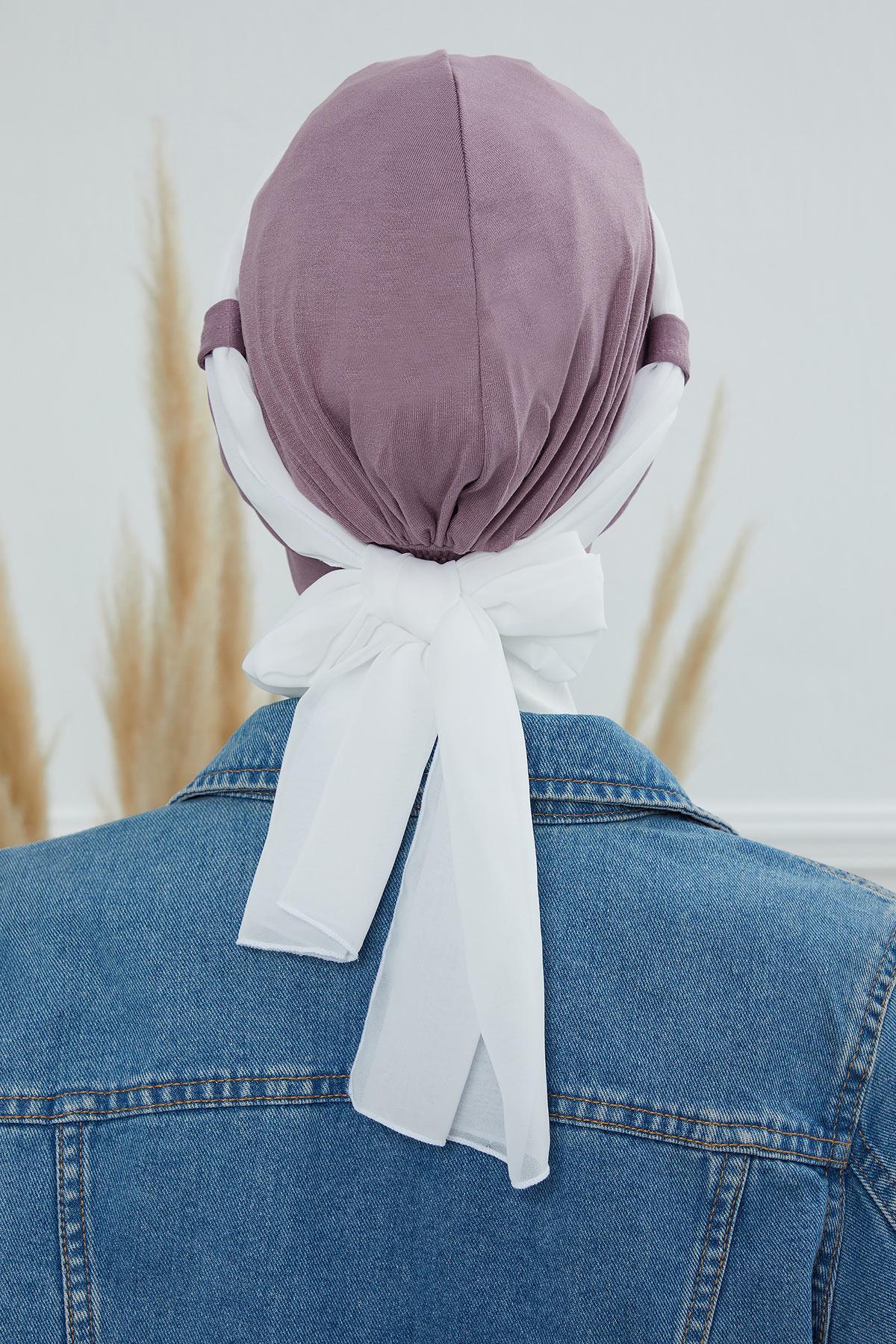 Şifon Kuşaklı Penye Bone,B-24