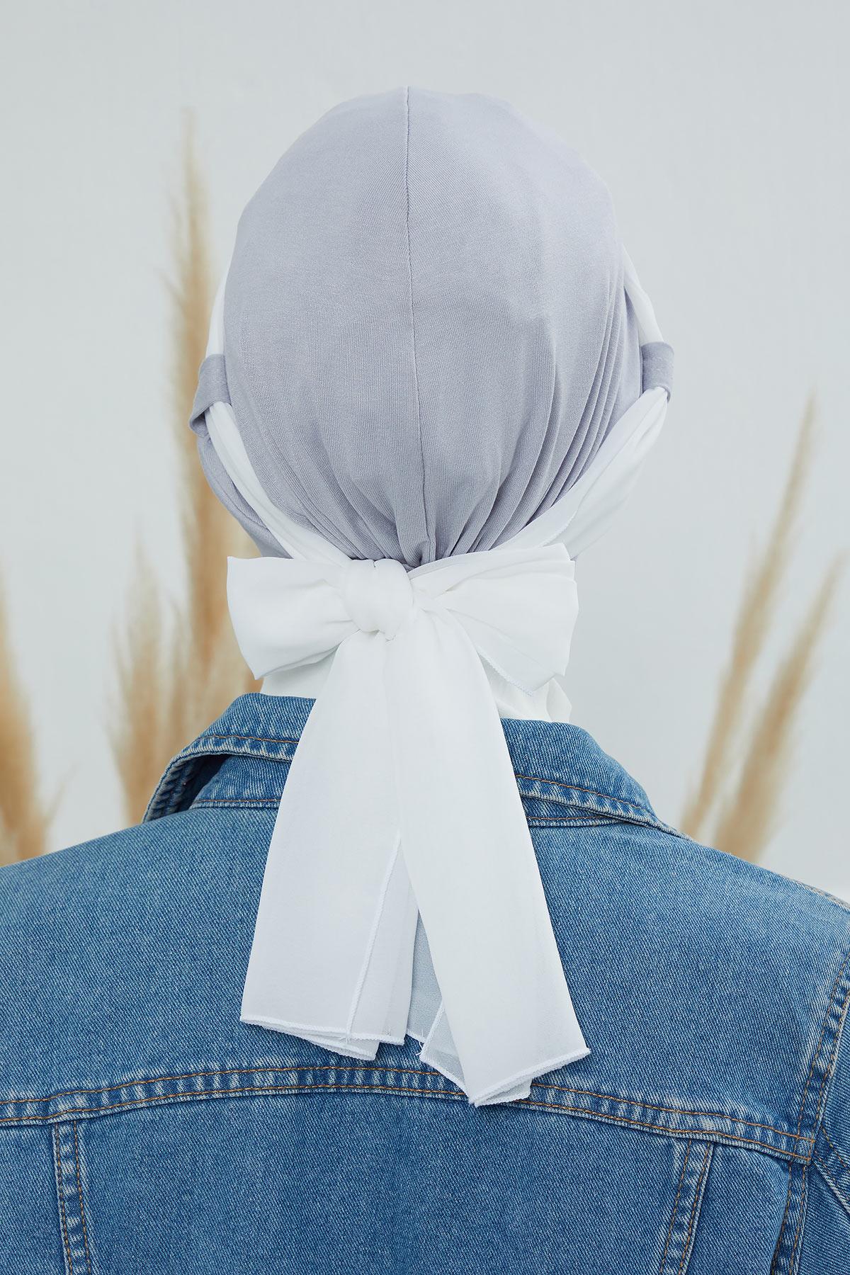 Şifon Kuşaklı Penye Bone,B-24