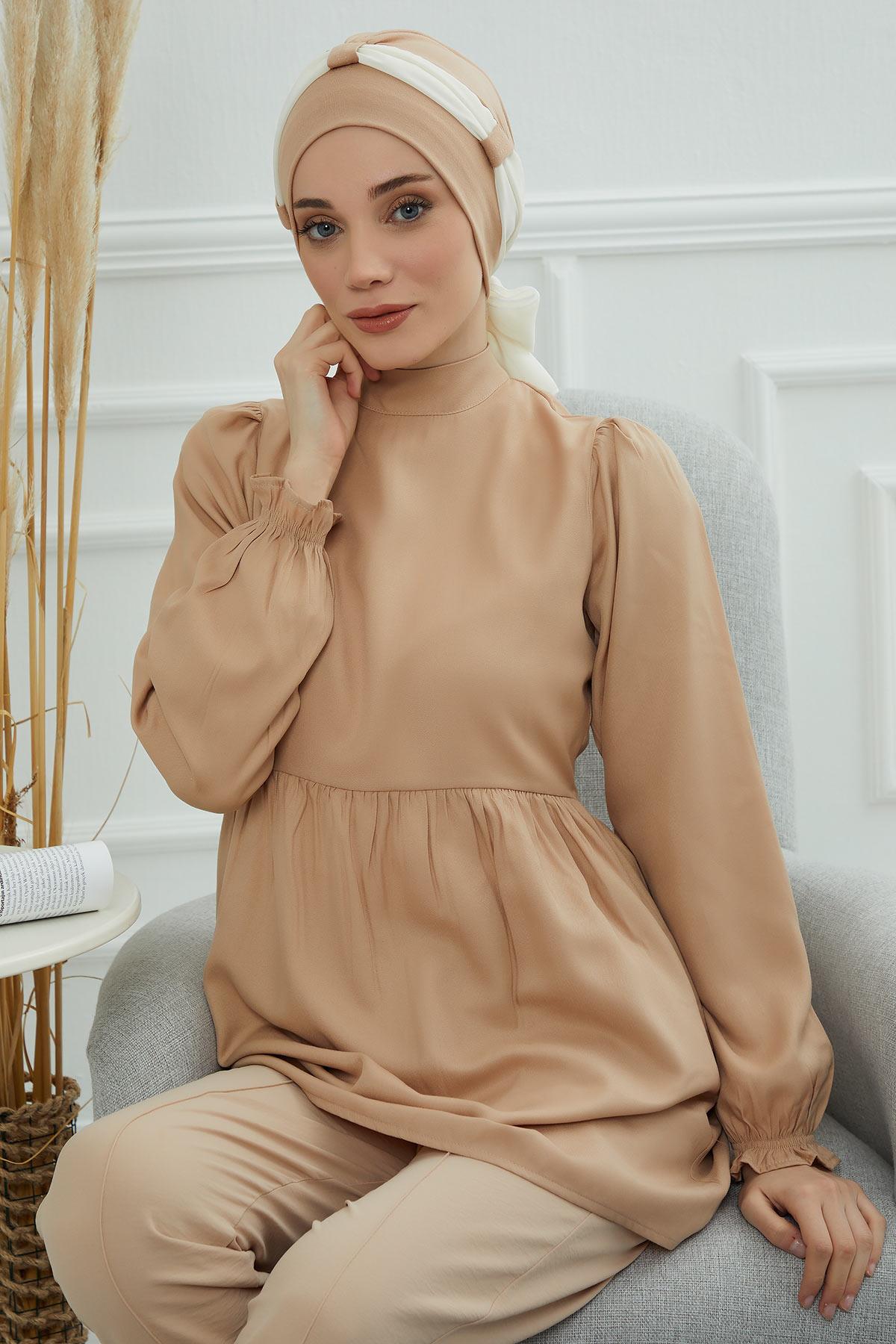 Şifon Kuşaklı Penye Bone,B-24