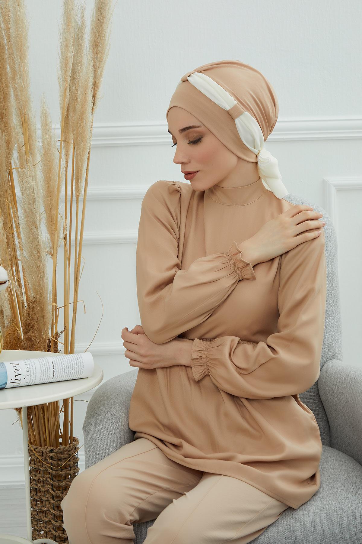 Şifon Kuşaklı Penye Bone,B-24