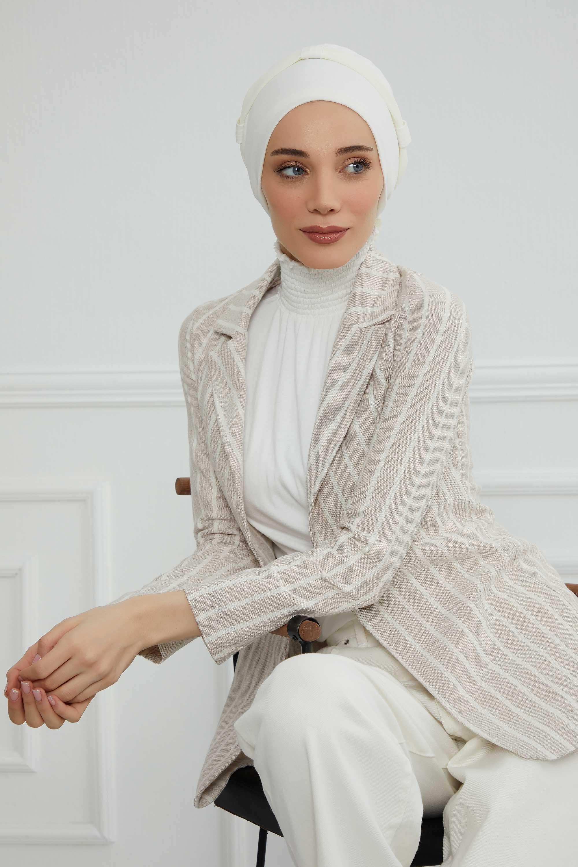 Şifon Kuşaklı Penye Bone,B-24