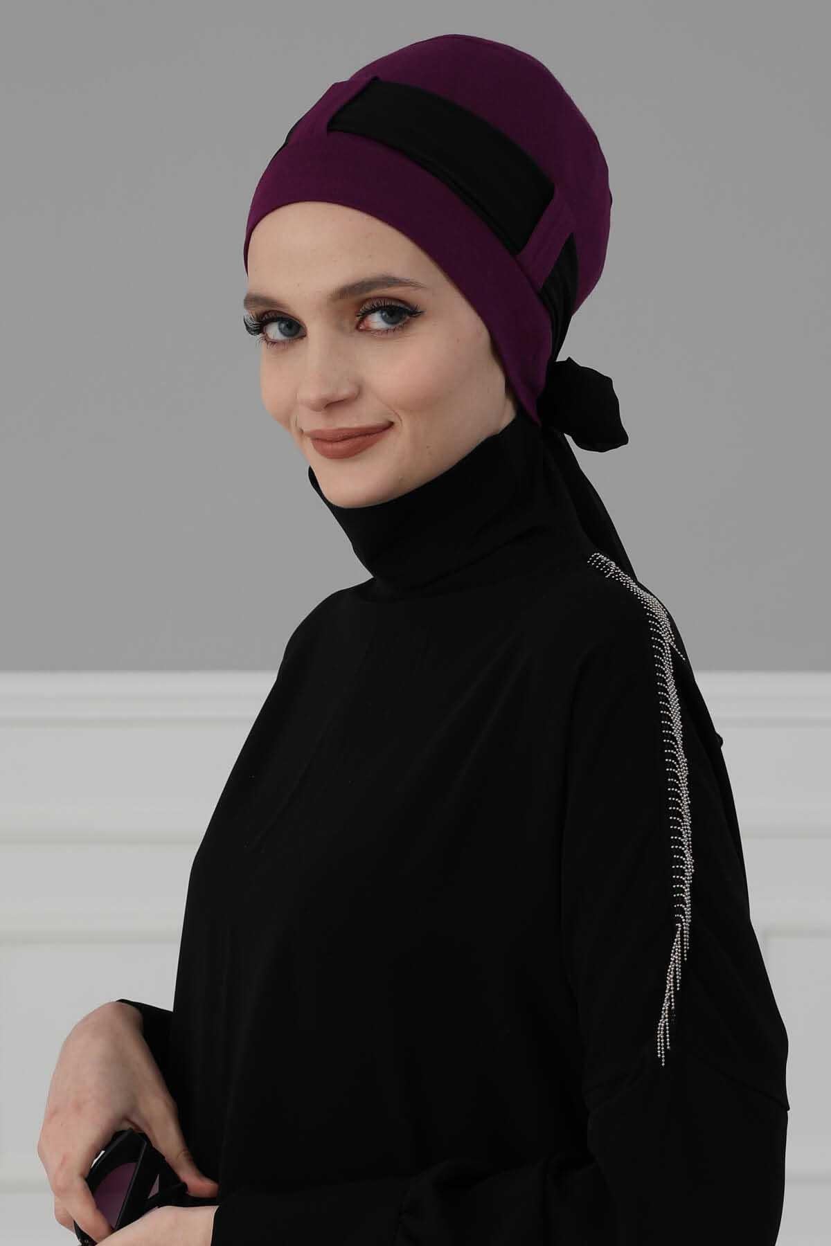 Şifon Kuşaklı Penye Bone,B-36