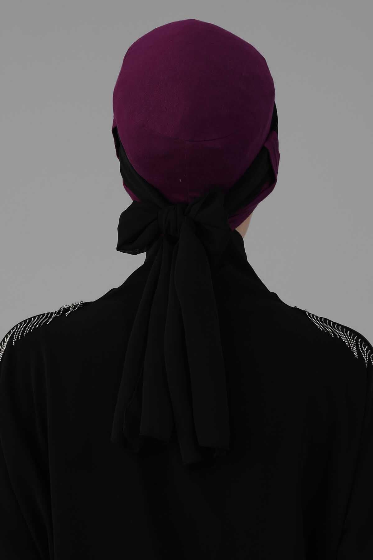 Şifon Kuşaklı Penye Bone,B-36