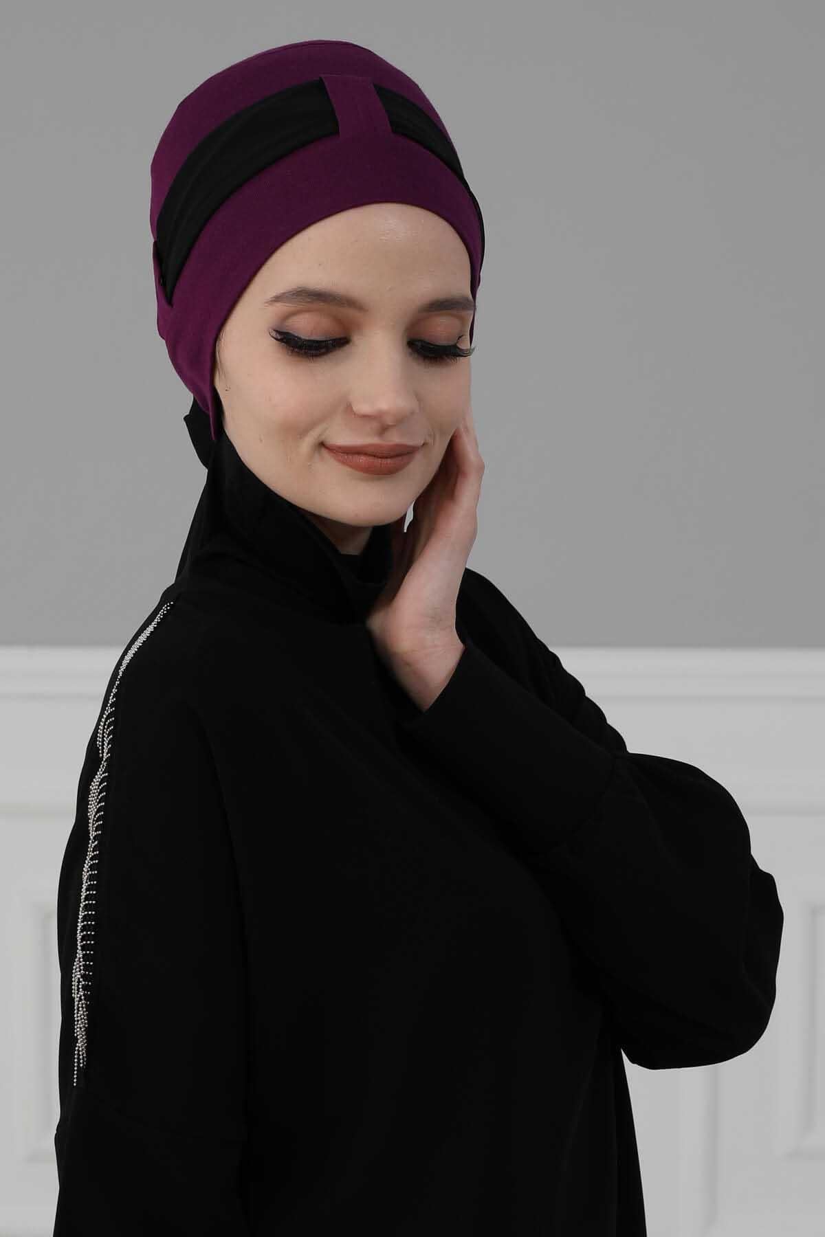 Şifon Kuşaklı Penye Bone,B-36