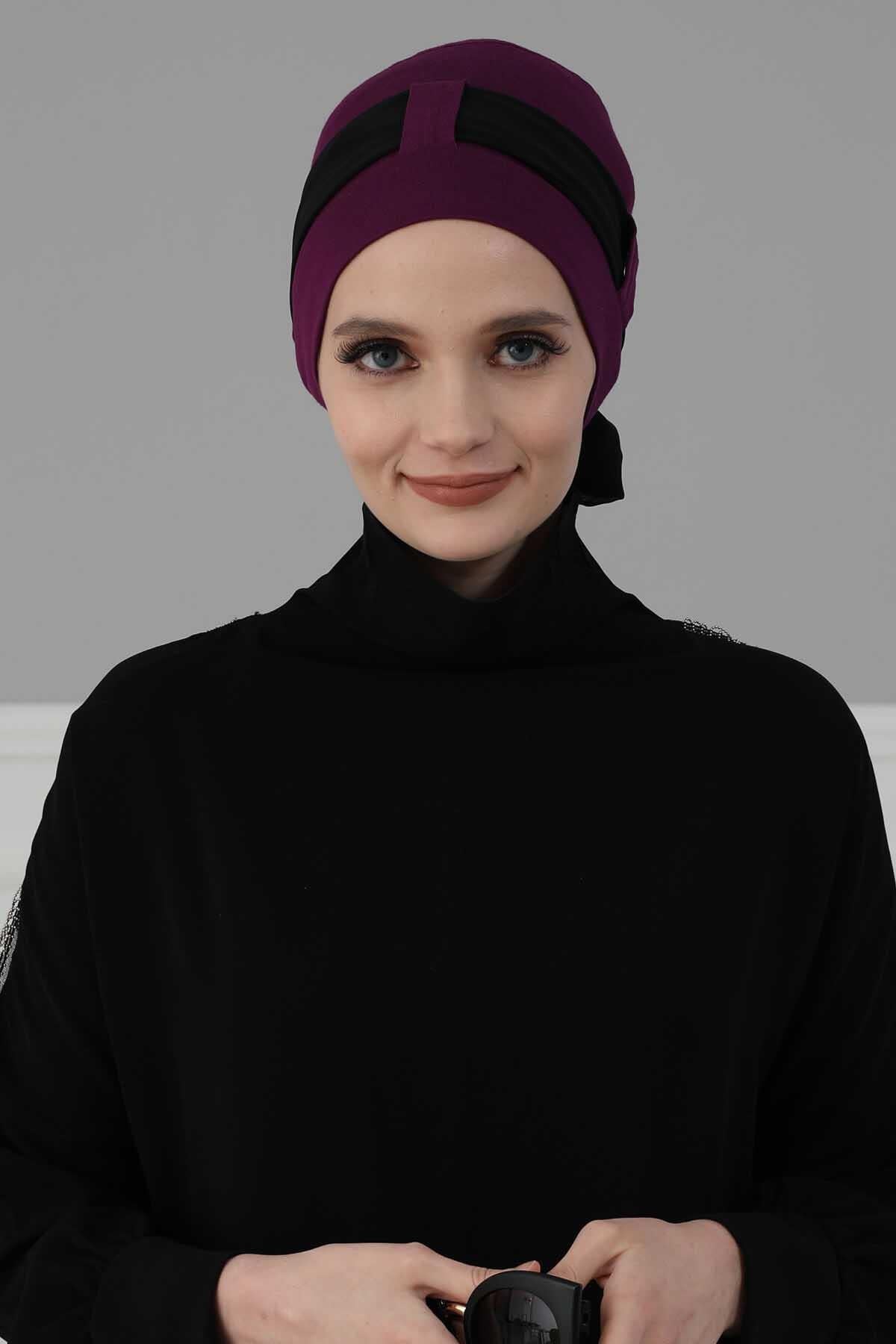 Şifon Kuşaklı Penye Bone,B-36