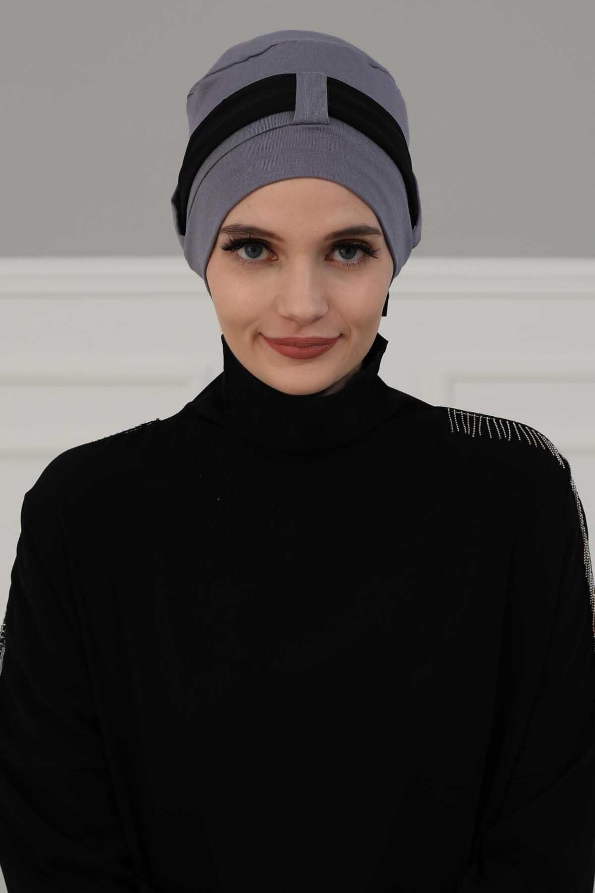 Şifon Kuşaklı Penye Bone,B-36