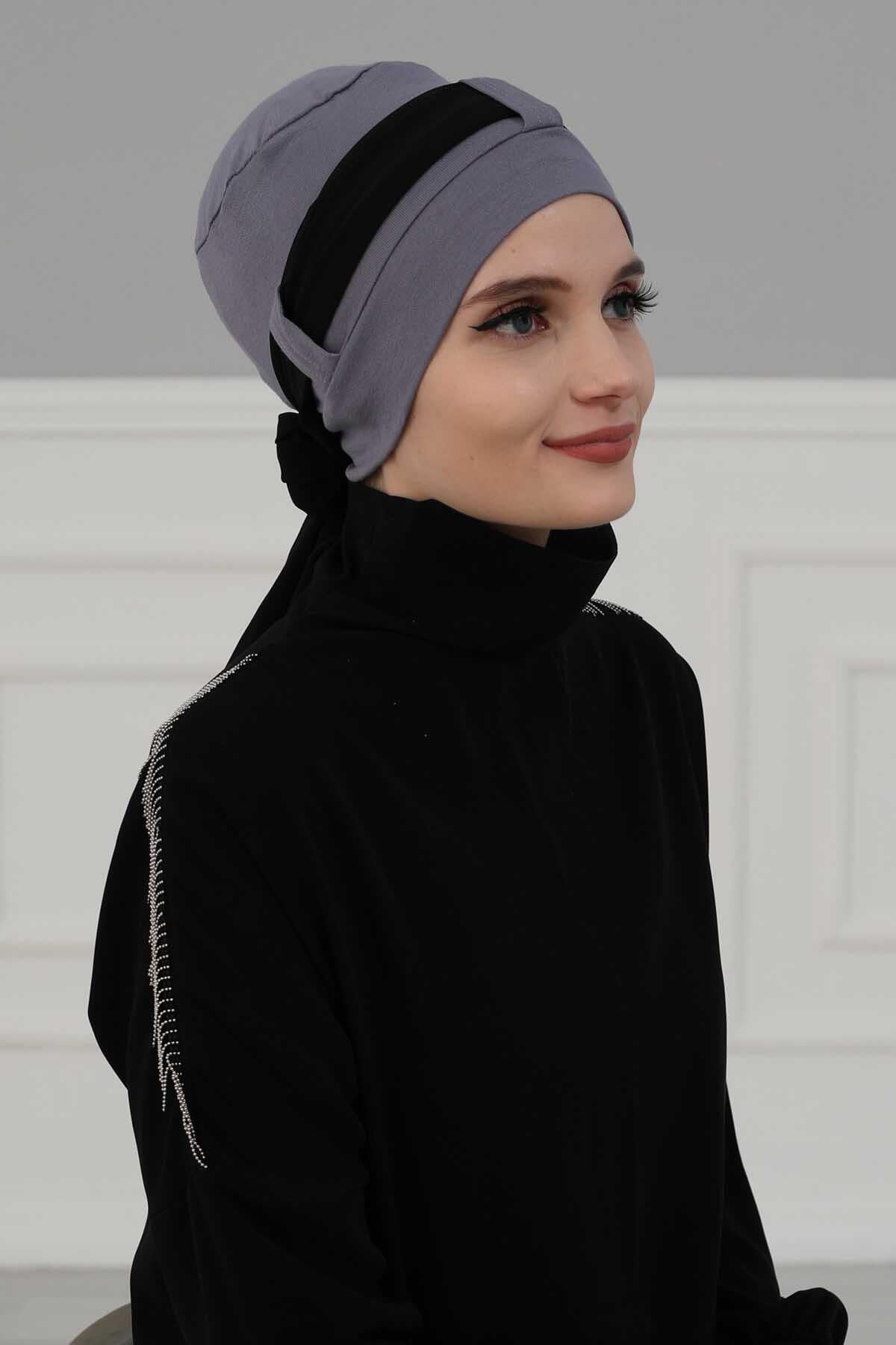 Şifon Kuşaklı Penye Bone,B-36