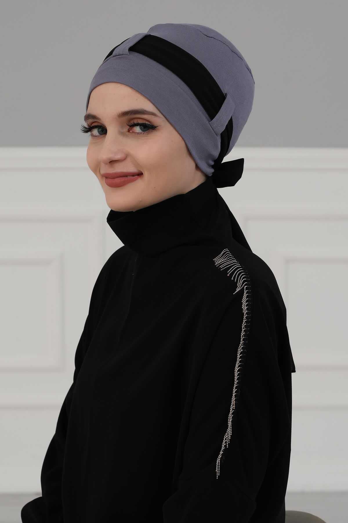 Şifon Kuşaklı Penye Bone,B-36