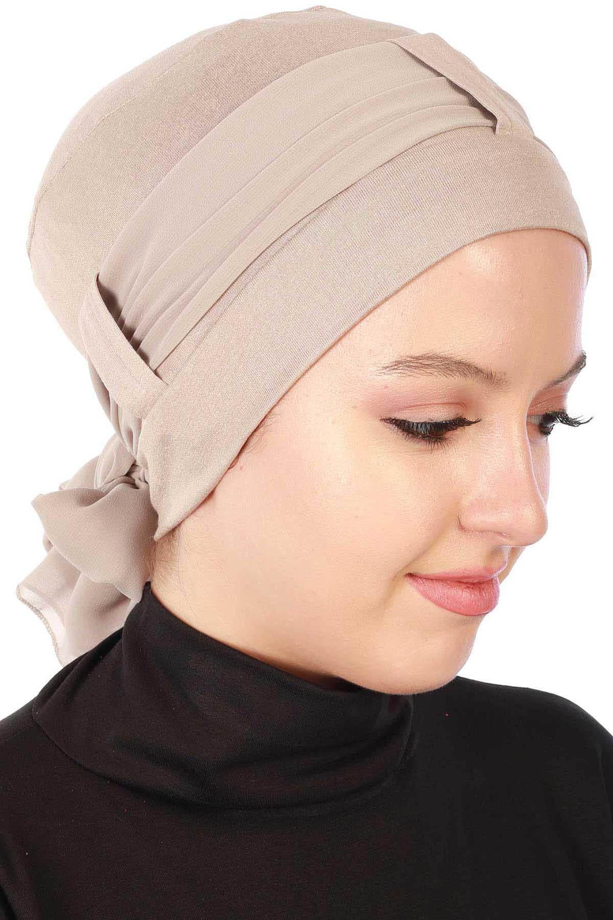 Şifon Kuşaklı Penye Bone,B-36