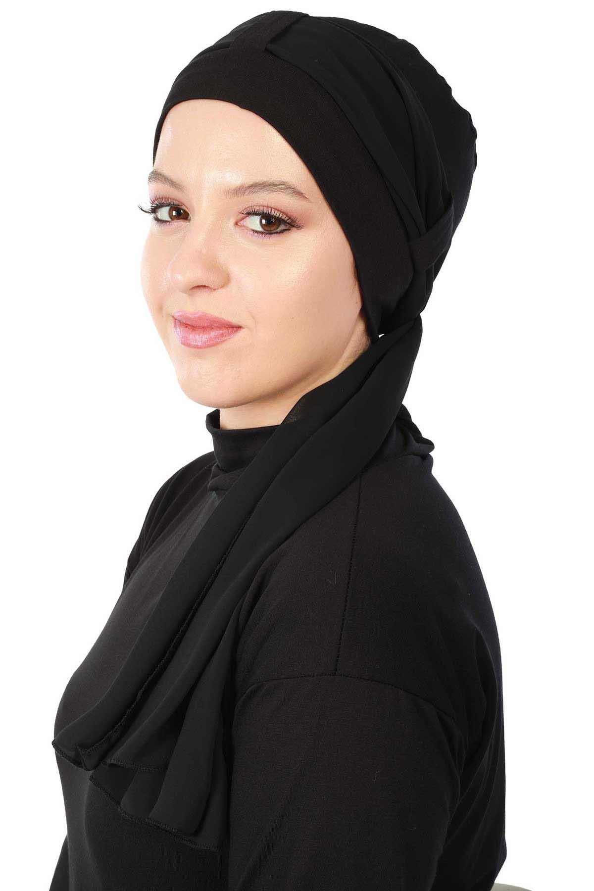 Şifon Kuşaklı Penye Bone,B-36