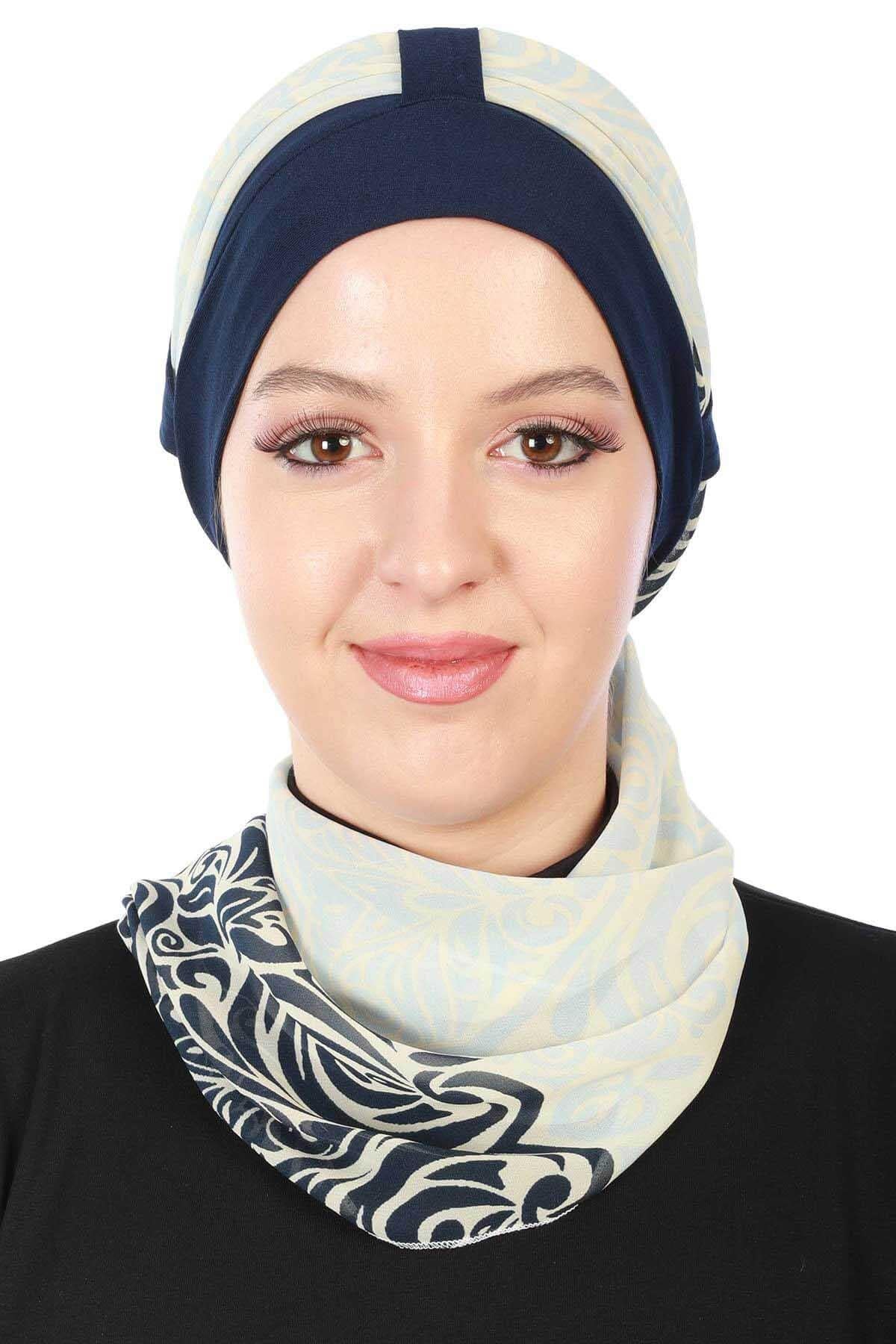 Şifon Kuşaklı Penye Bone Desenli,B-36D