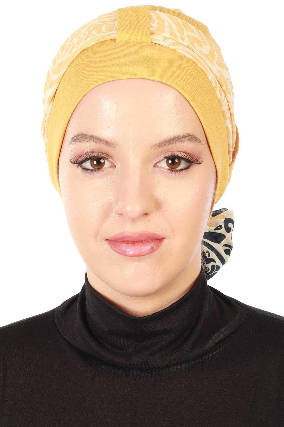 Şifon Kuşaklı Penye Bone Desenli,B-36D