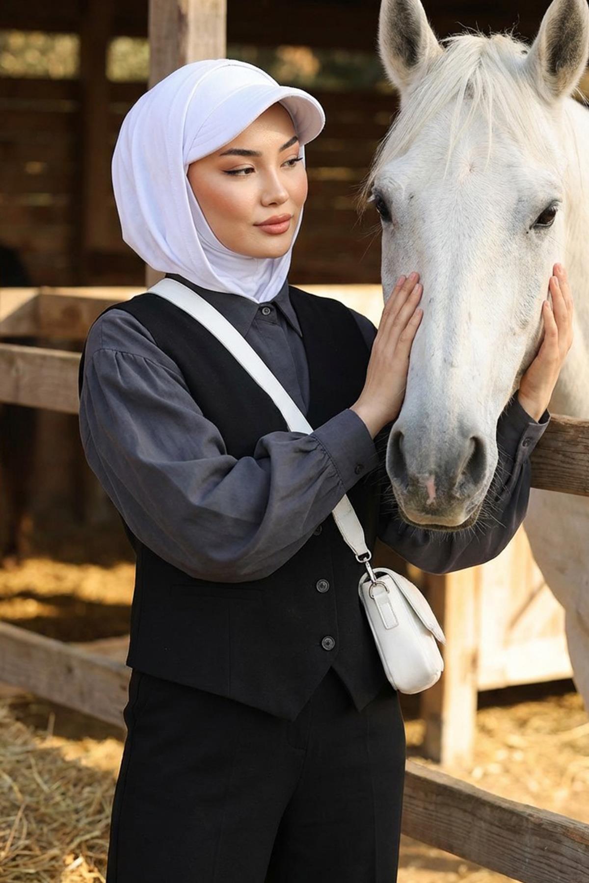 Siperlik ve Kapatıcı Özellikli Penye Kadın Hazır Bone,B-88P