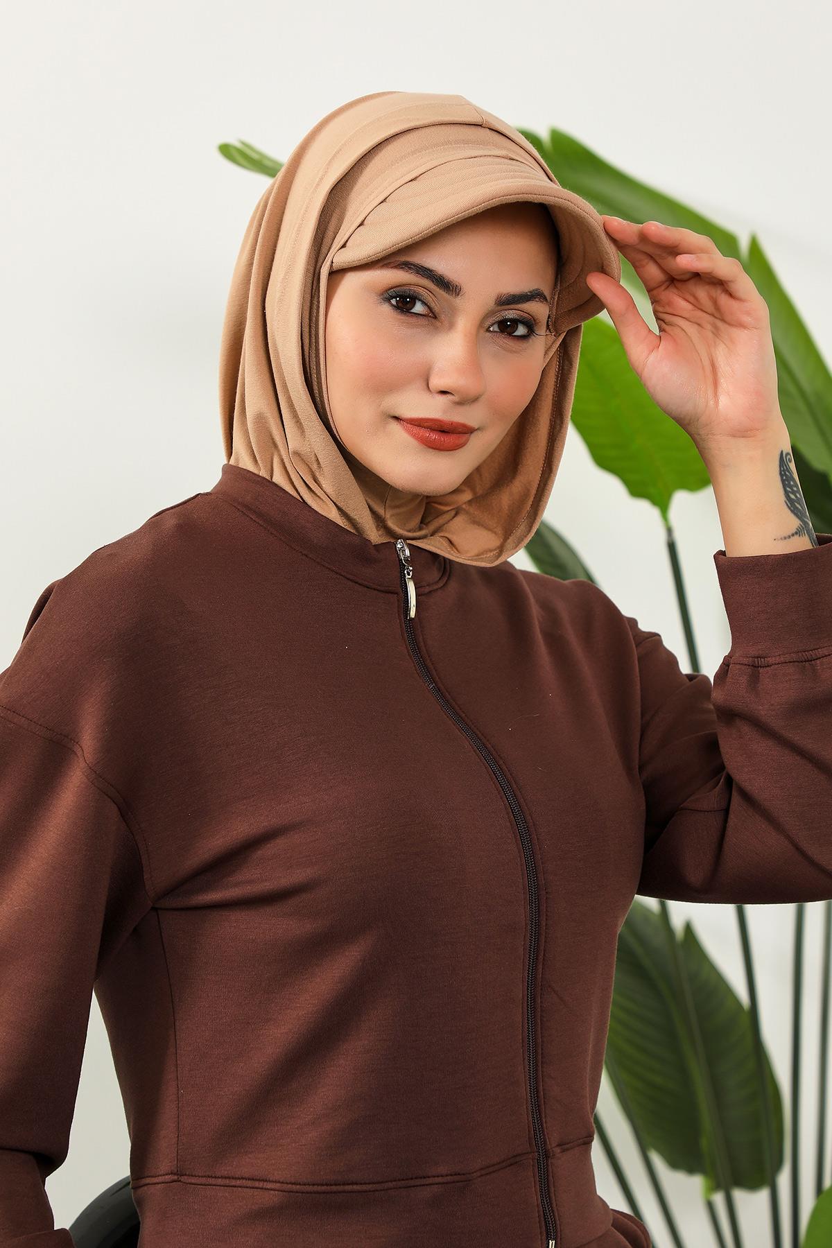 Siperlik ve Kapatıcı Özellikli Penye Kadın Hazır Bone,B-88P