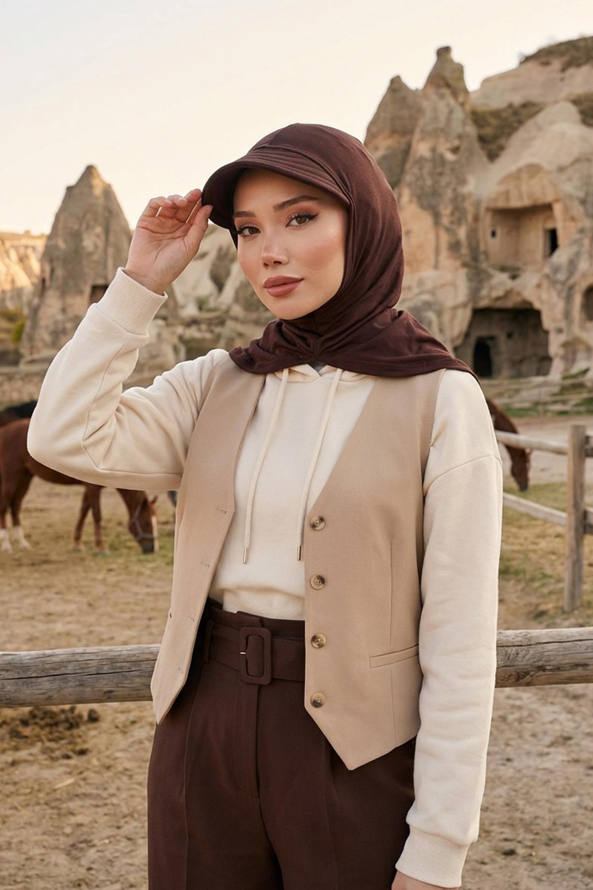 Siperlik ve Kapatıcı Özellikli Penye Kadın Hazır Bone,B-88P