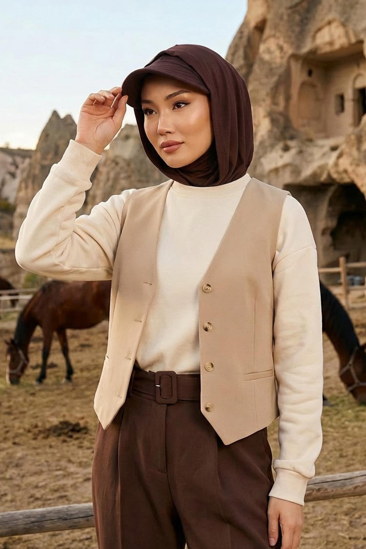 Siperlik ve Kapatıcı Özellikli Penye Kadın Hazır Bone,B-88P