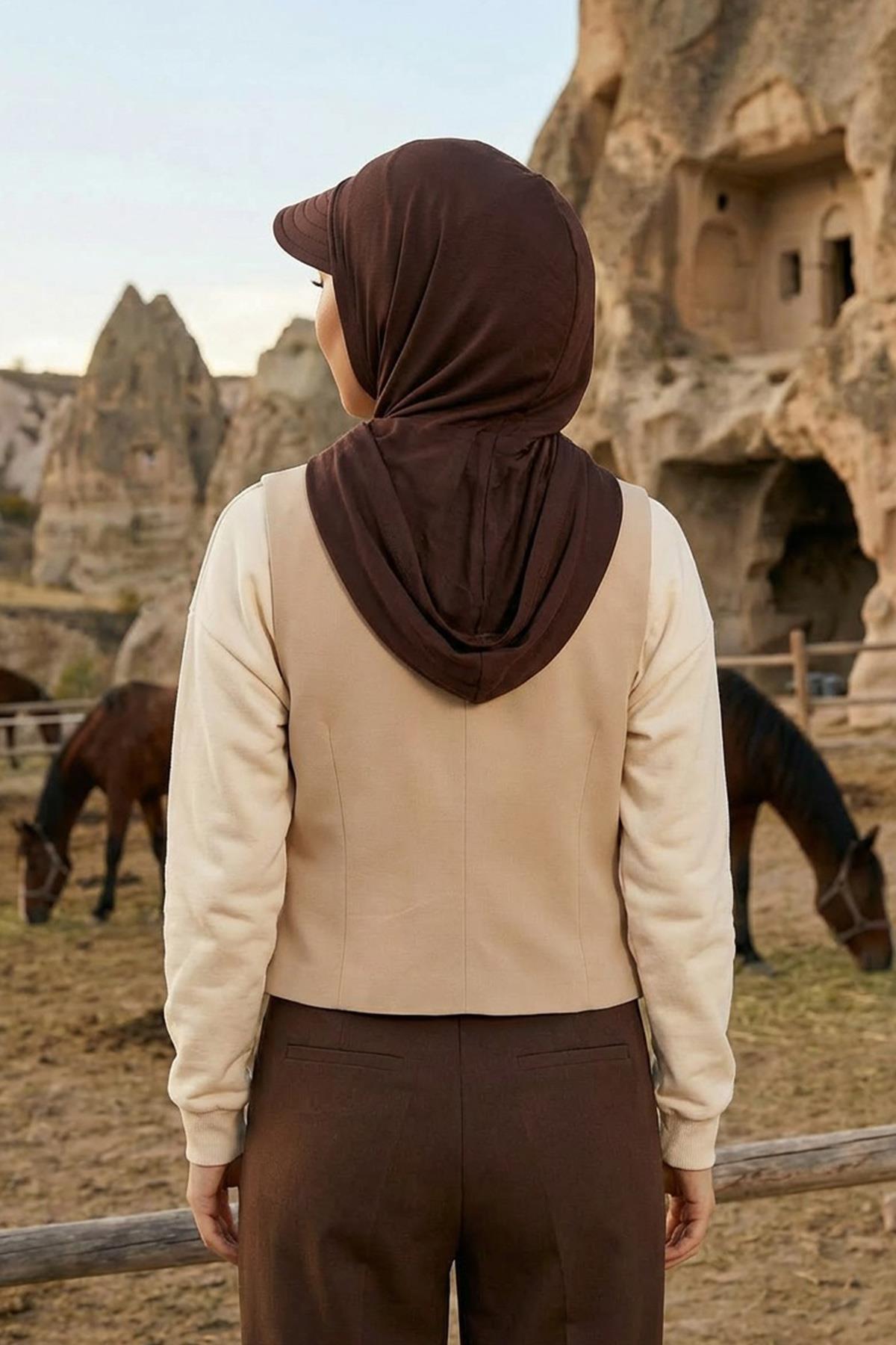 Siperlik ve Kapatıcı Özellikli Penye Kadın Hazır Bone,B-88P