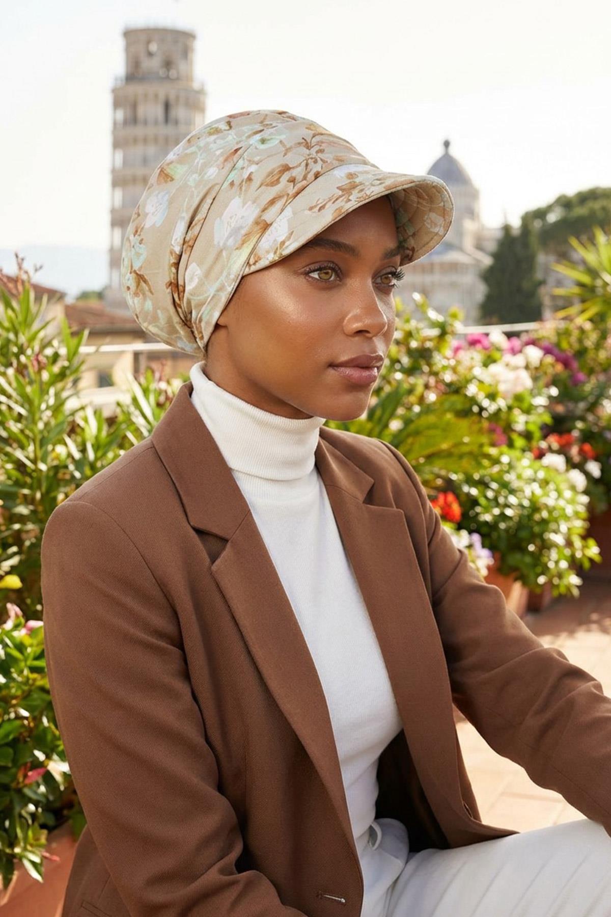 Siperlikli Desenli Penye Şapka Bone,B-73YD