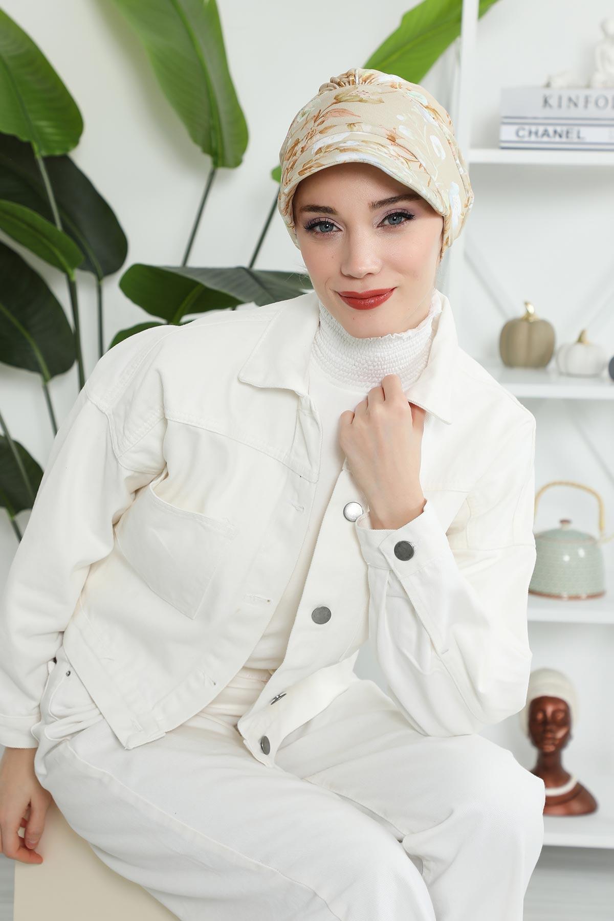 Siperlikli Desenli Penye Şapka Bone,B-73YD