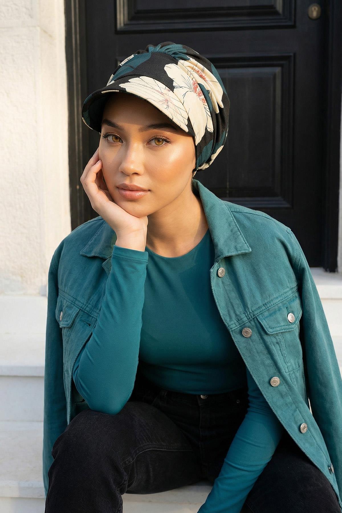 Siperlikli Desenli Penye Şapka Bone,B-73YD