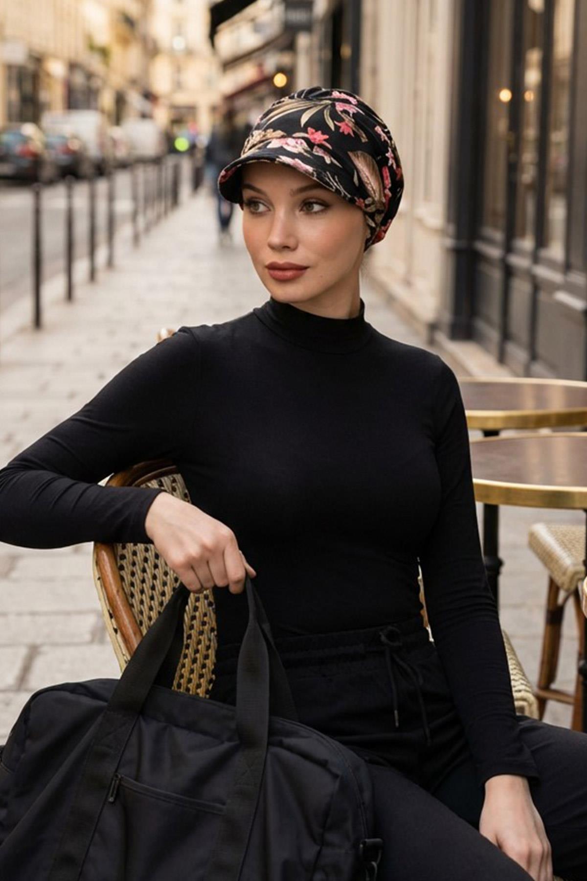 Siperlikli Desenli Penye Şapka Bone,B-73YD