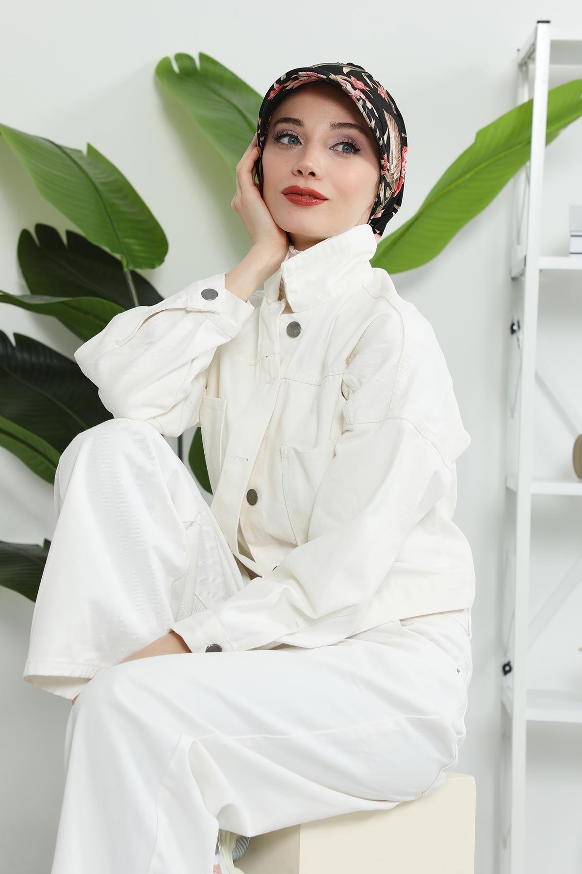 Siperlikli Desenli Penye Şapka Bone,B-73YD