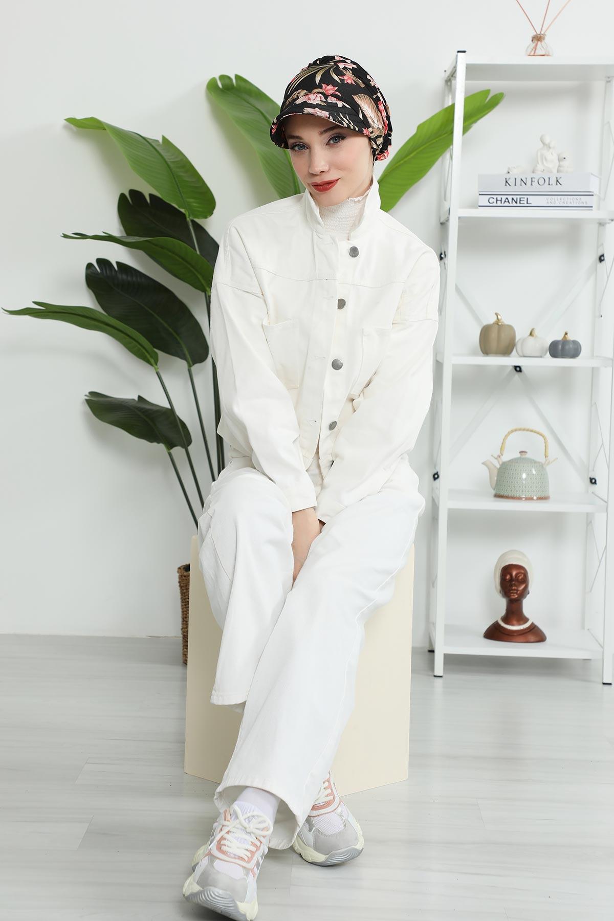 Siperlikli Desenli Penye Şapka Bone,B-73YD