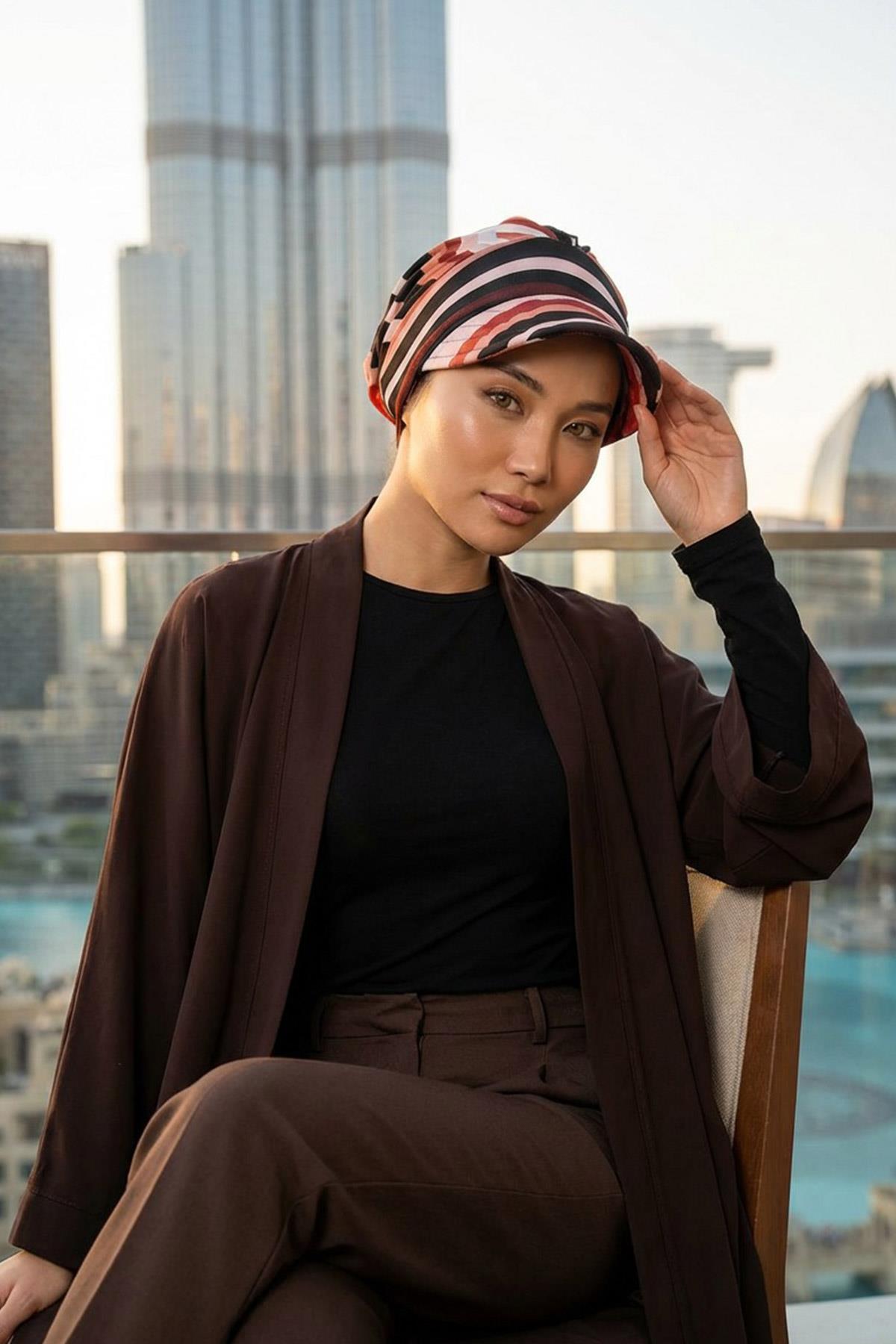 Siperlikli Desenli Penye Şapka Bone,B-73YD