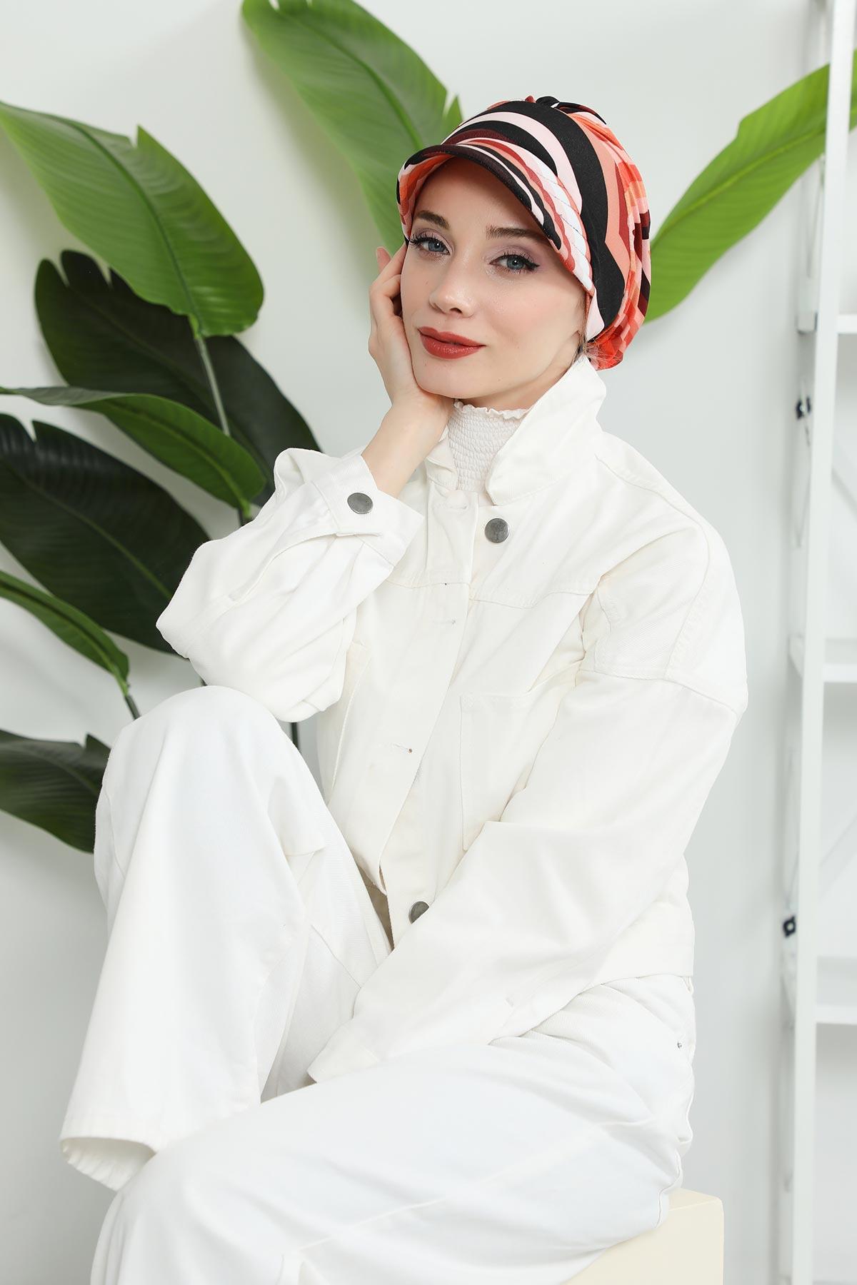 Siperlikli Desenli Penye Şapka Bone,B-73YD