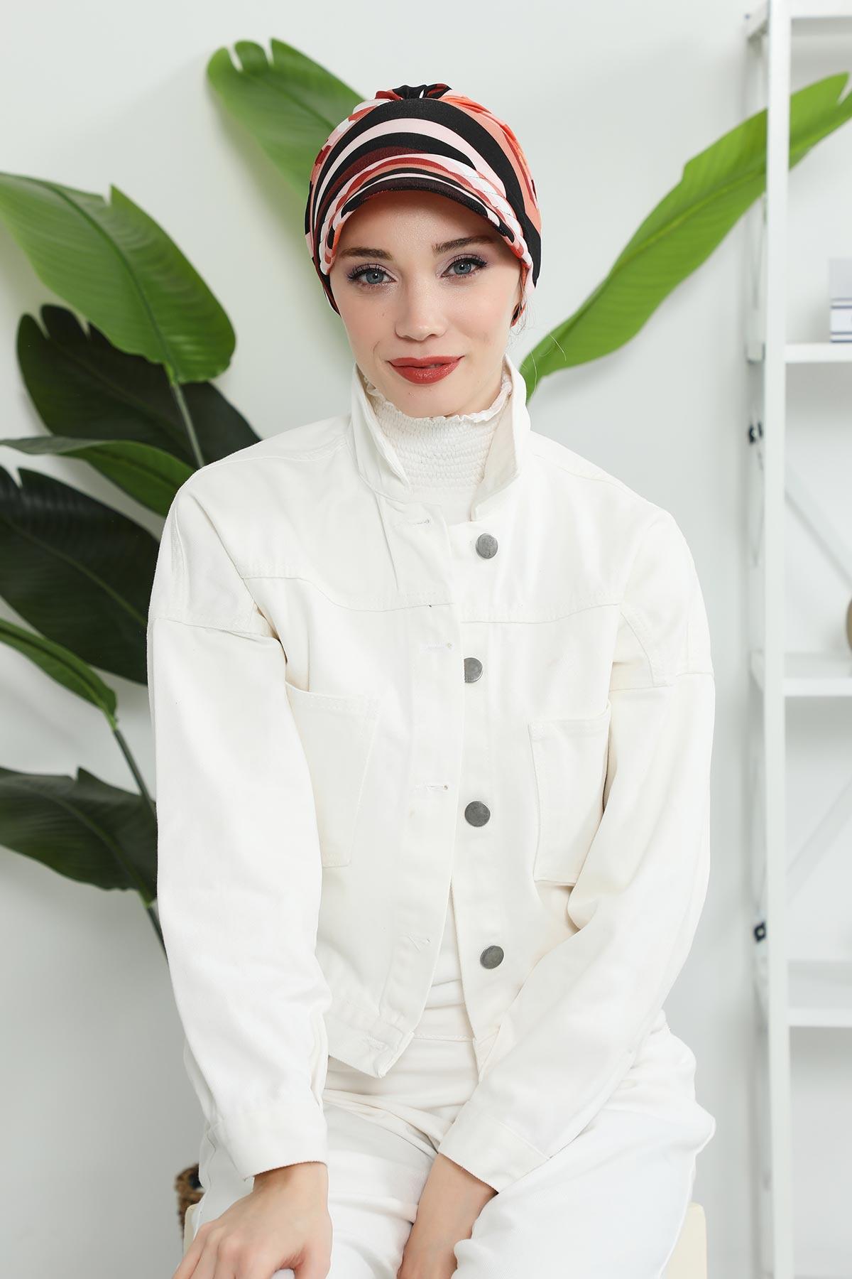 Siperlikli Desenli Penye Şapka Bone,B-73YD