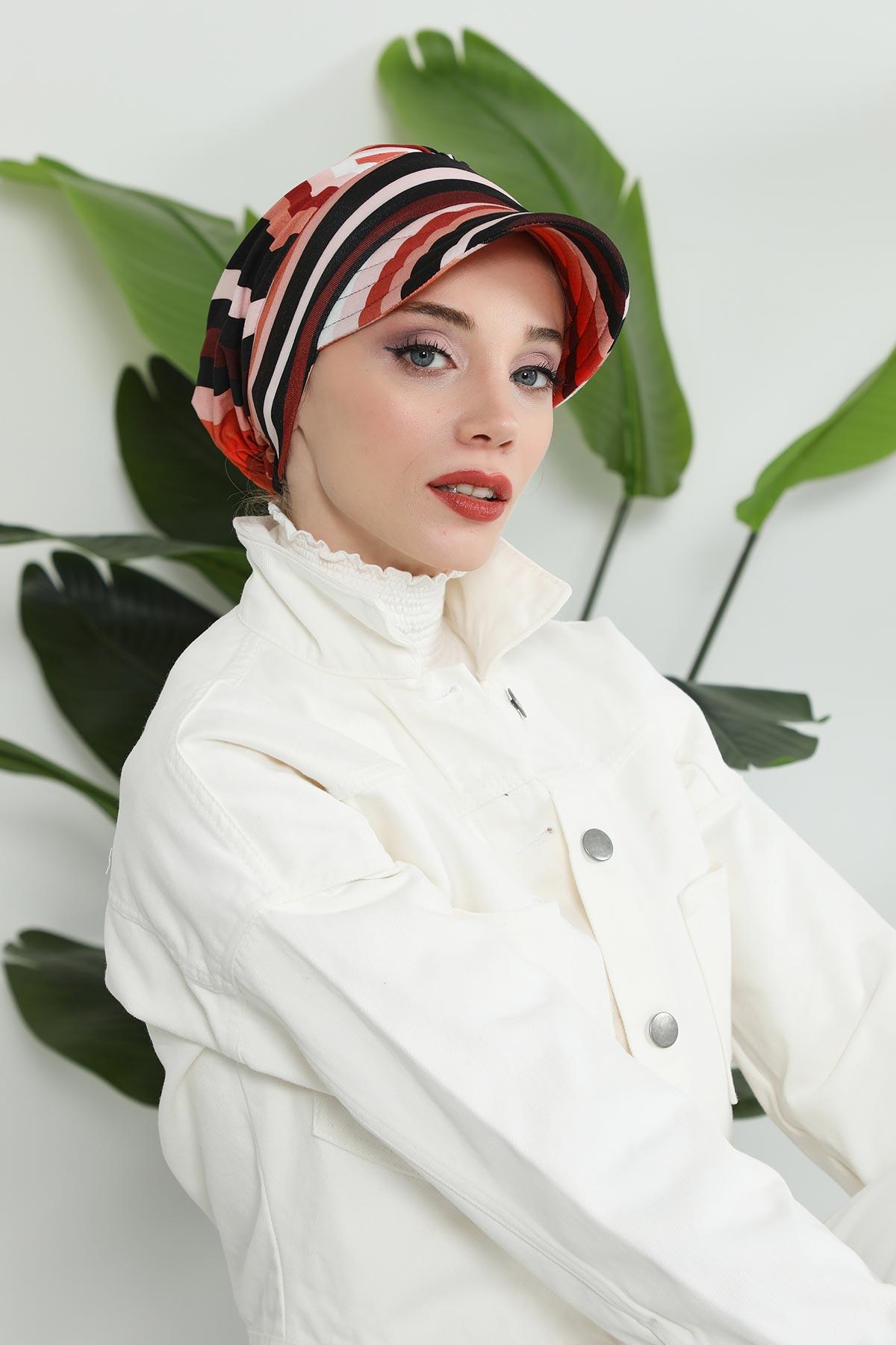 Siperlikli Desenli Penye Şapka Bone,B-73YD