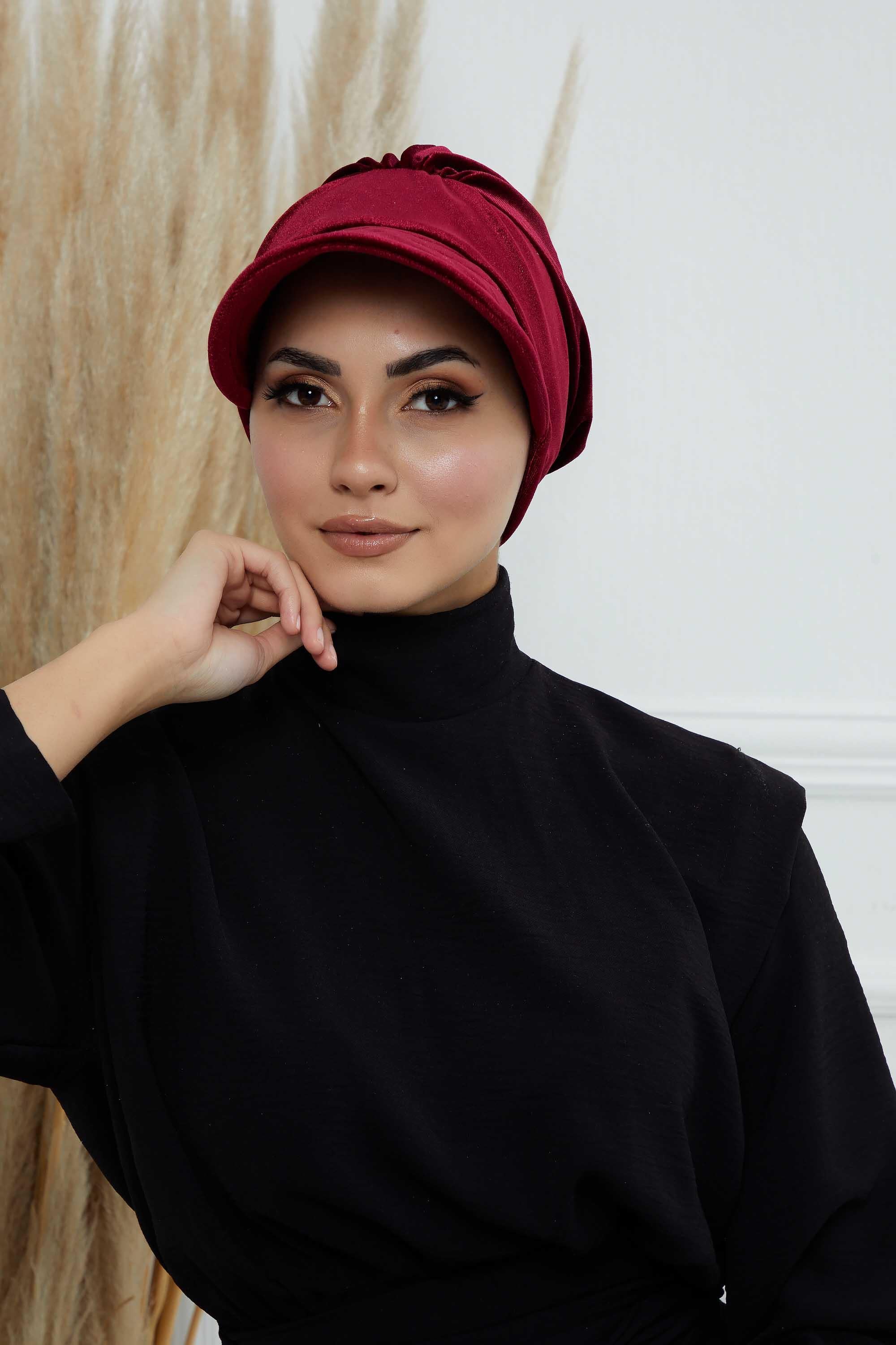 Siperlikli Kadife Şapka Bone,B-73K