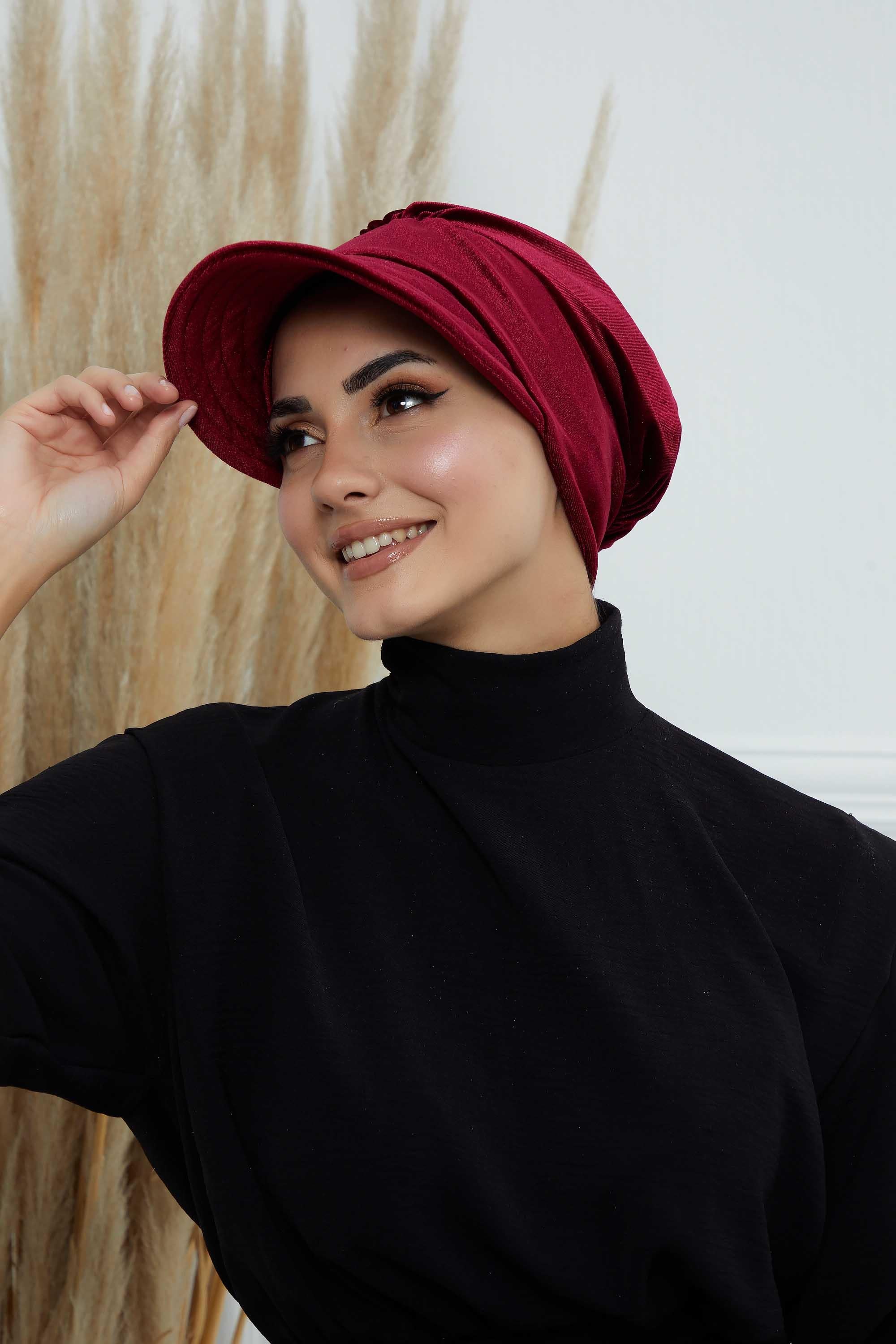 Siperlikli Kadife Şapka Bone,B-73K
