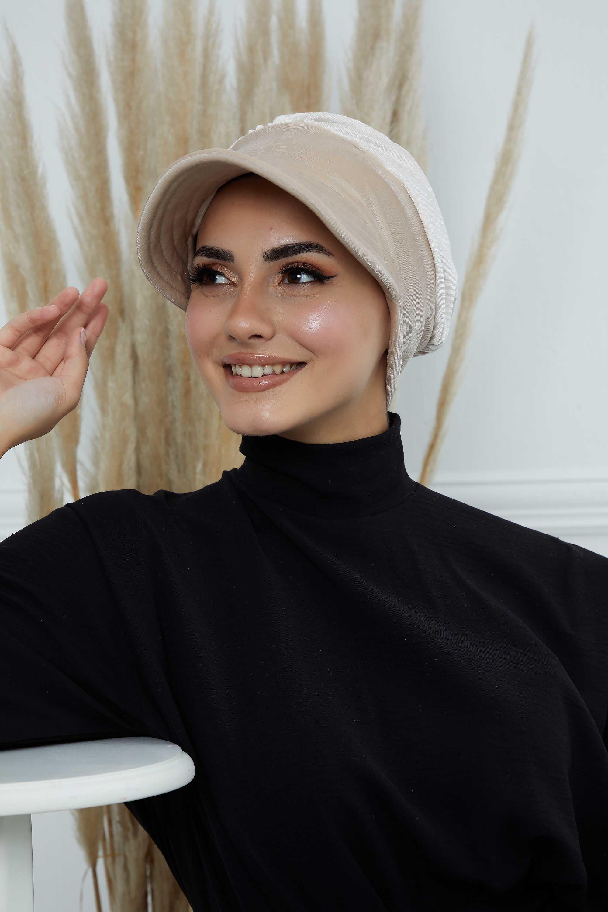 Siperlikli Kadife Şapka Bone,B-73K
